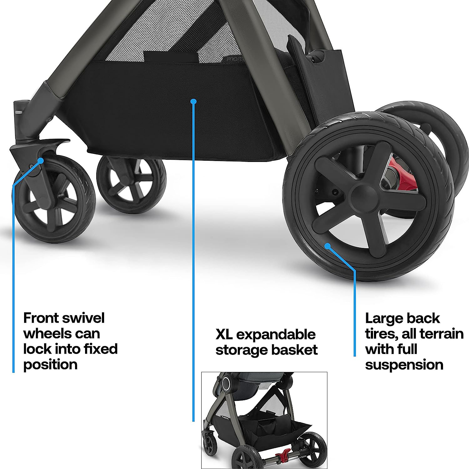 Baby Stroller with Removable Bassinet - Full-Size Baby Strollers for Comfortable Outings with Baby - Toddler Stroller with Reversible Stroller Seat - Smooth Glide Bassinet Stroller