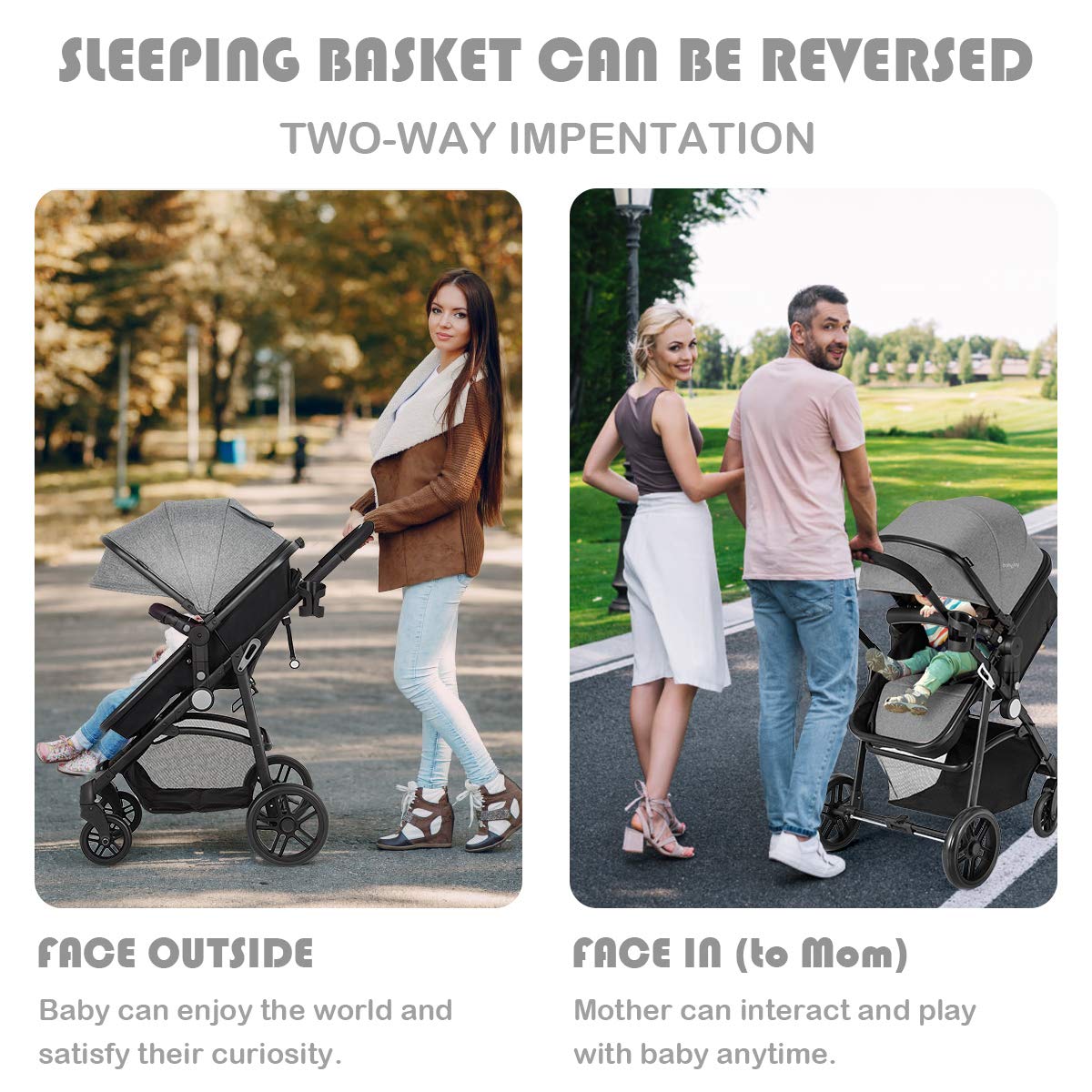 Baby Stroller, High Landscape Convertible Infant Bassinet Stroller, Adjustable Canopy & Backrest, Storage Basket, Cup Holder, Foldable Newborn Carriage Pram Stroller Pink)