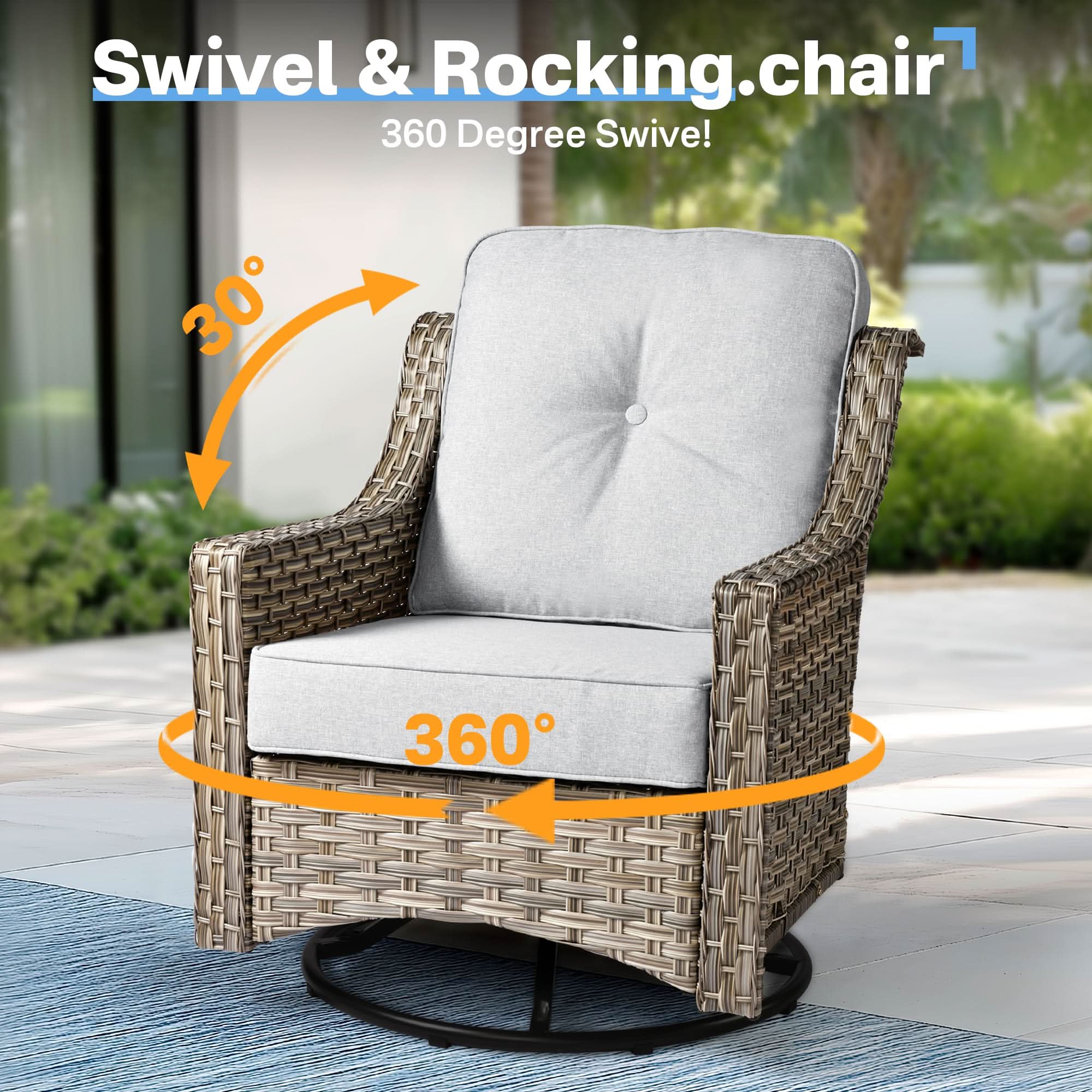 Ovios Conversation Set 3-Piece PAD Series,Swivel Chair