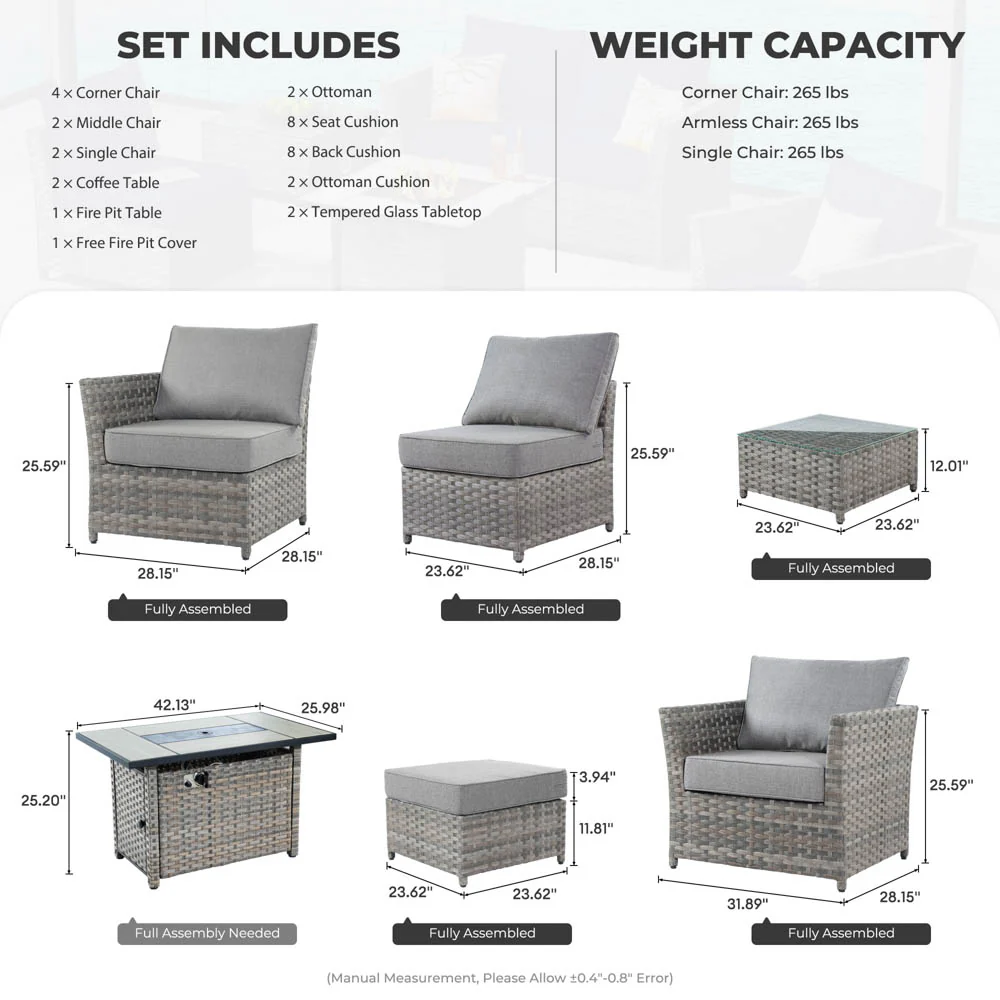 Ovios New Rimaru Series Patio Furniture Set 13-Piece include 42