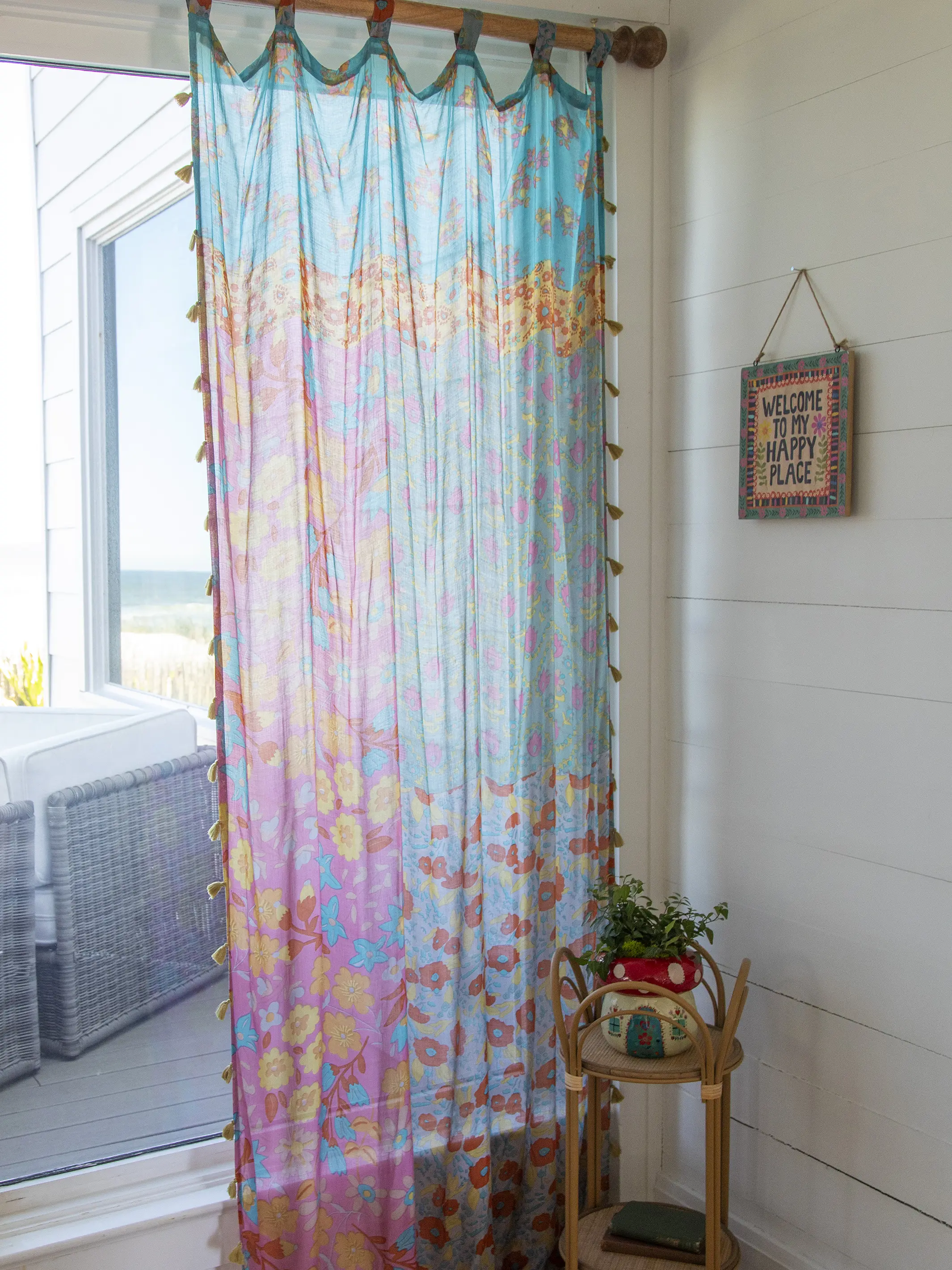 Printed Curtain Panel - Teal