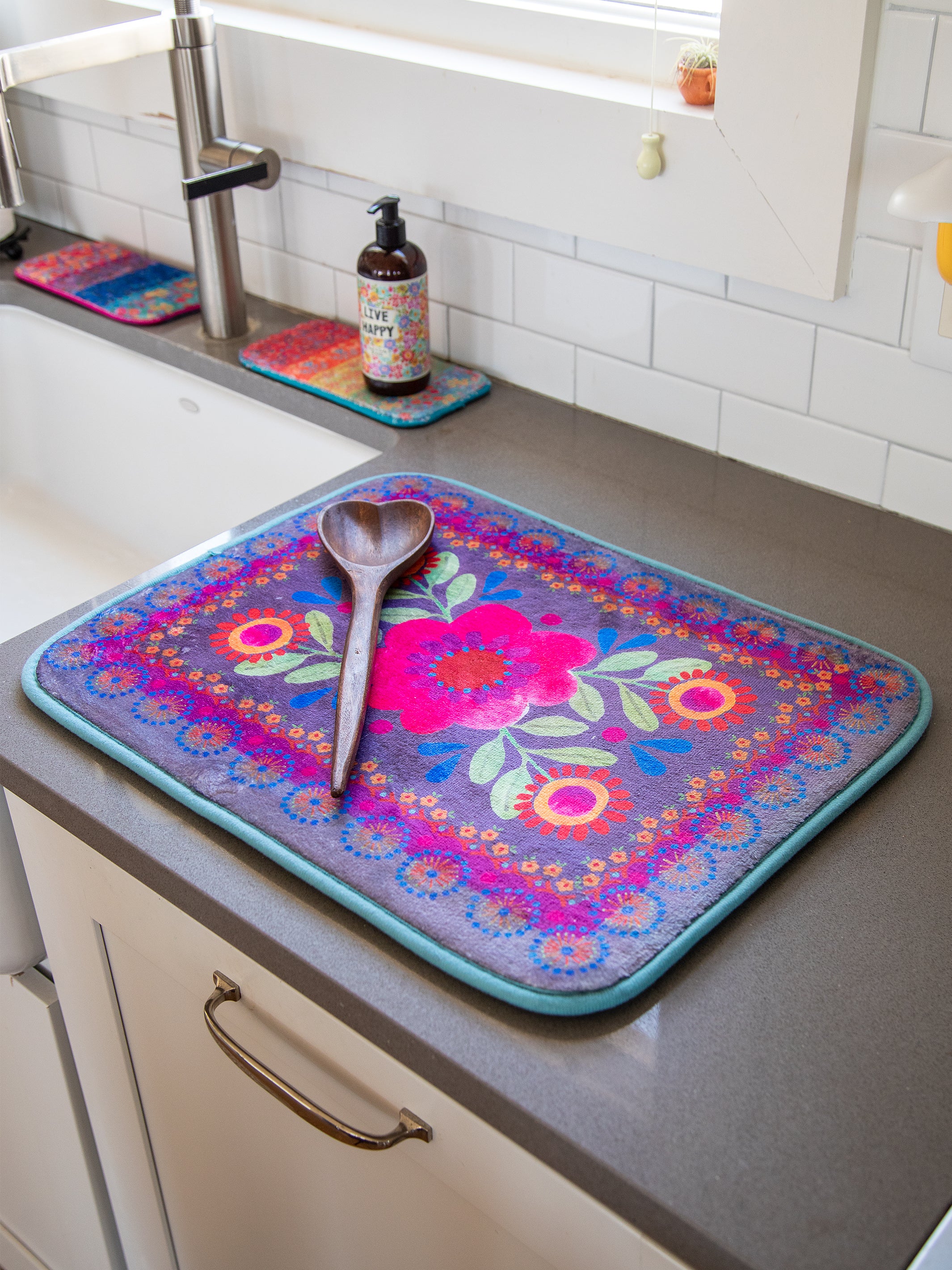 Reversible Dish Drying Mat - Floral