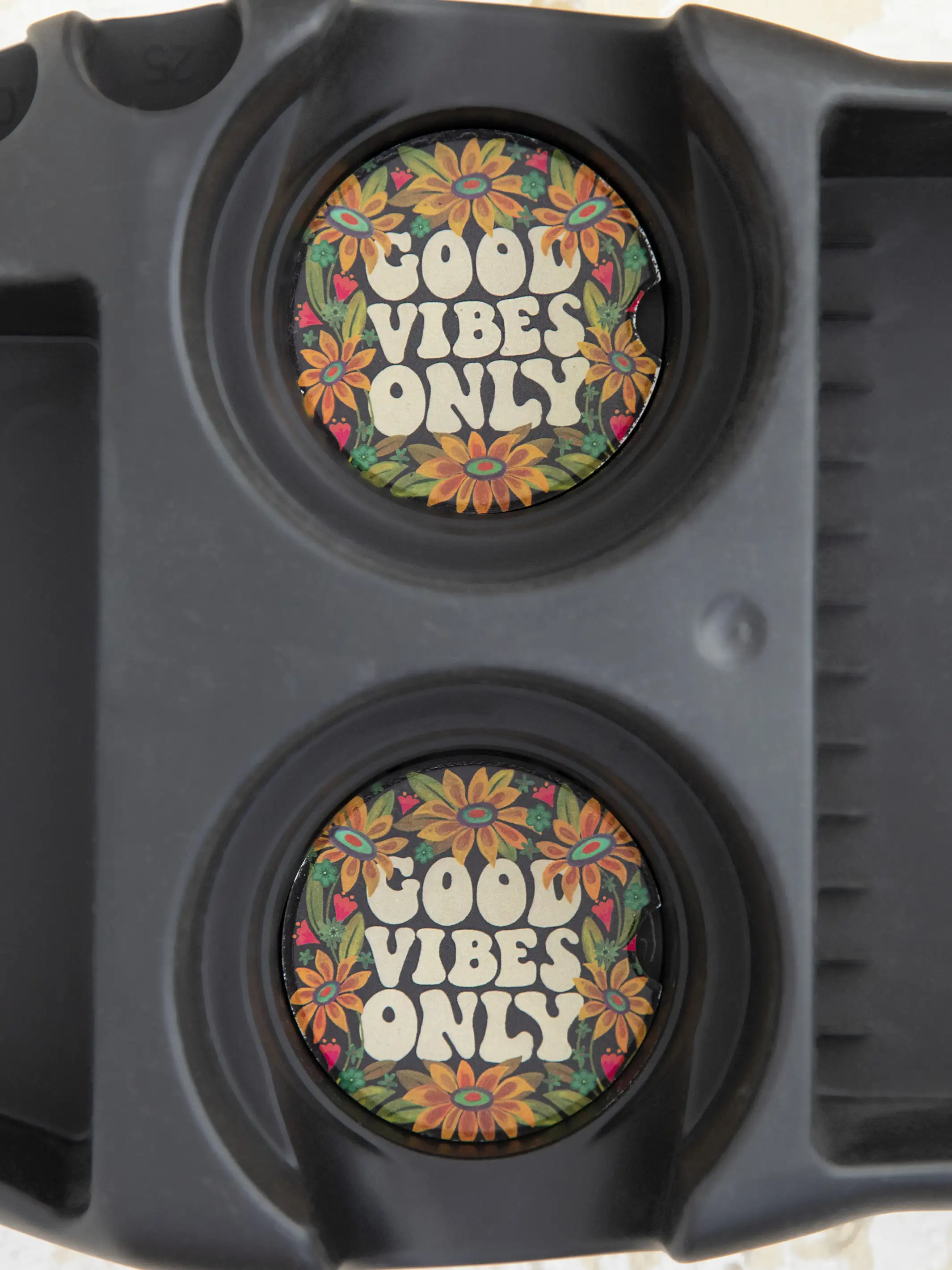 Car Coasters, Set of 2 - Good Vibes Only