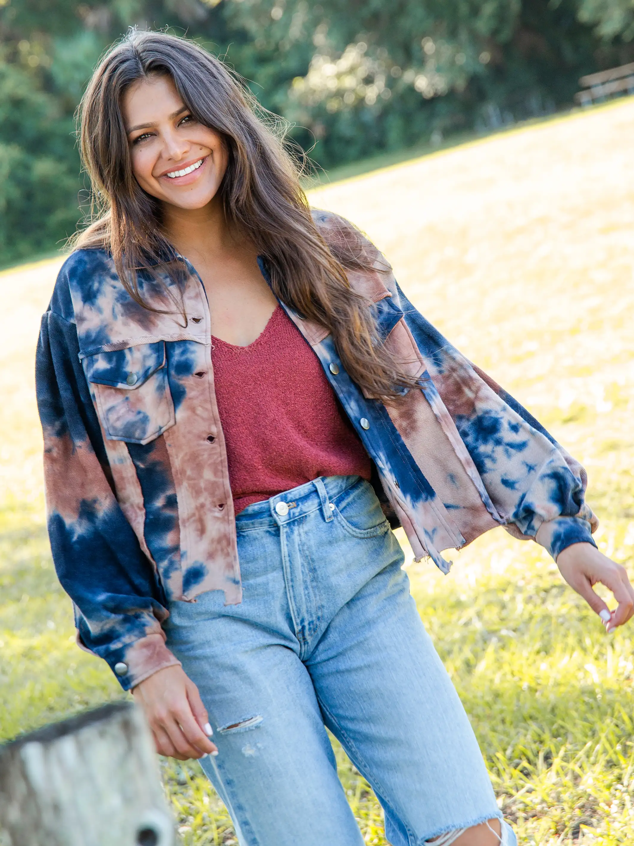 Laney Jacket - Navy Rust Tie-Dye
