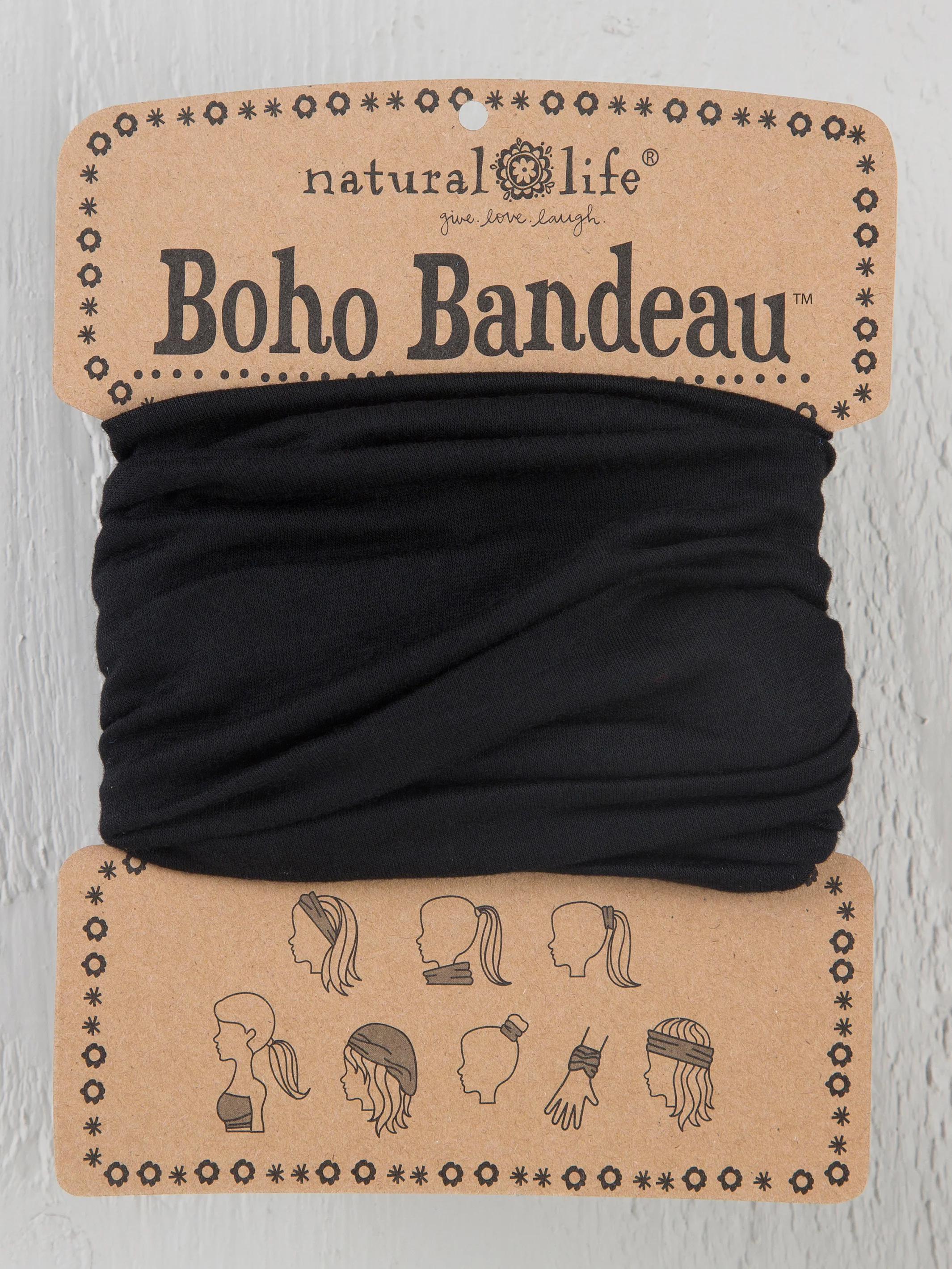 Solid Boho Bandeau Headband - Black