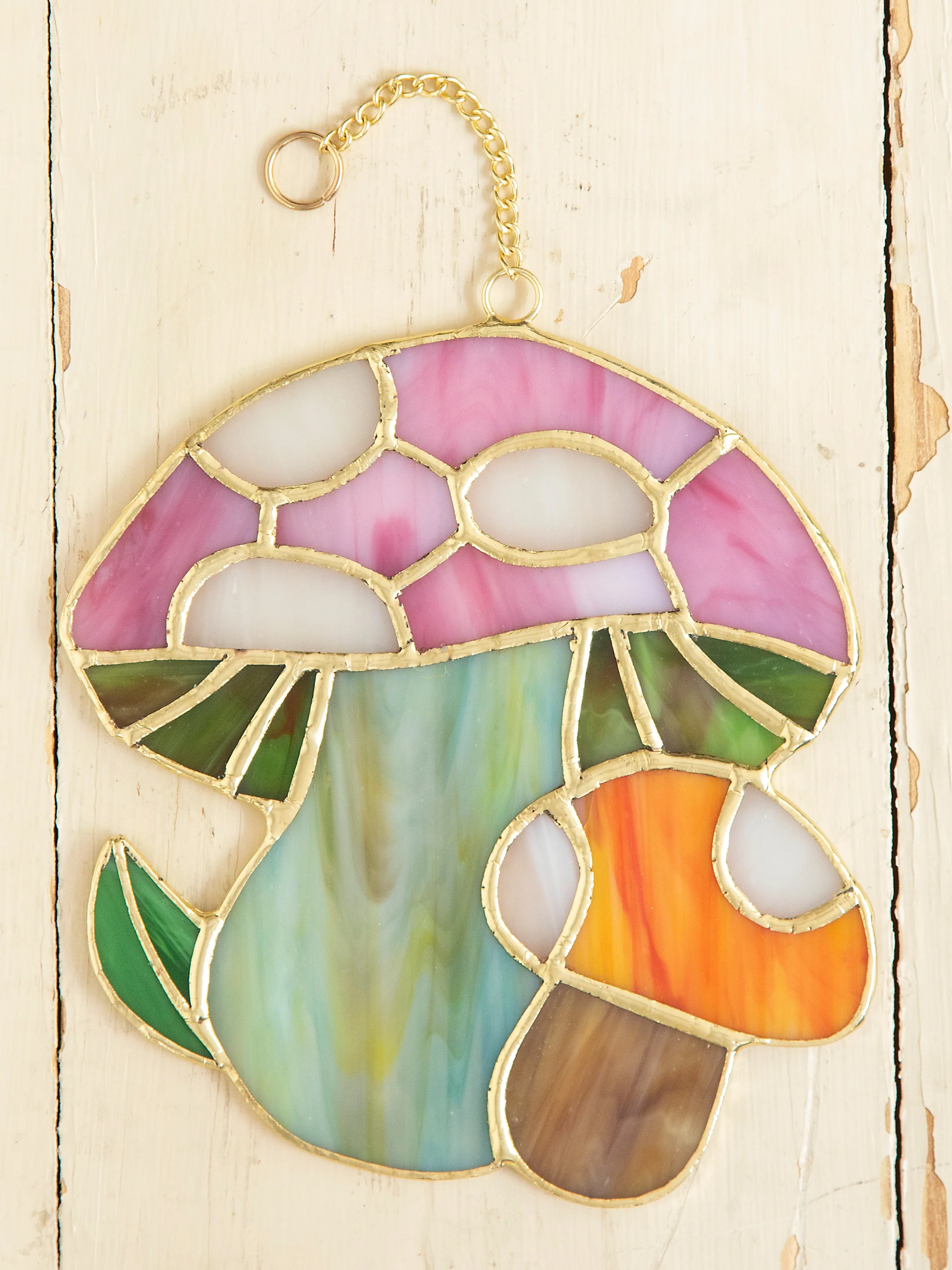 Stained Glass Window Hanging - Mushroom
