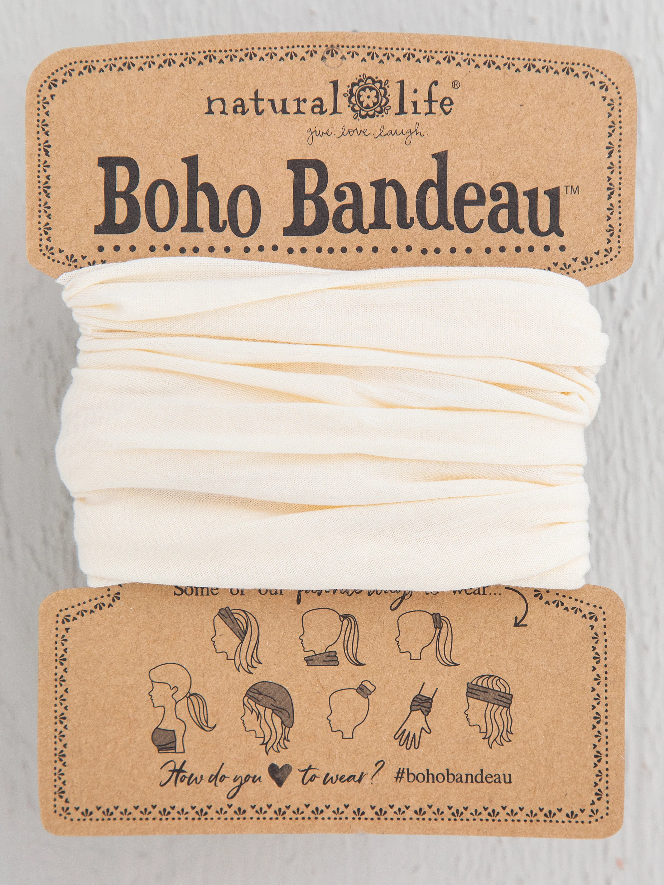 Solid Boho Bandeau Headband - Cream