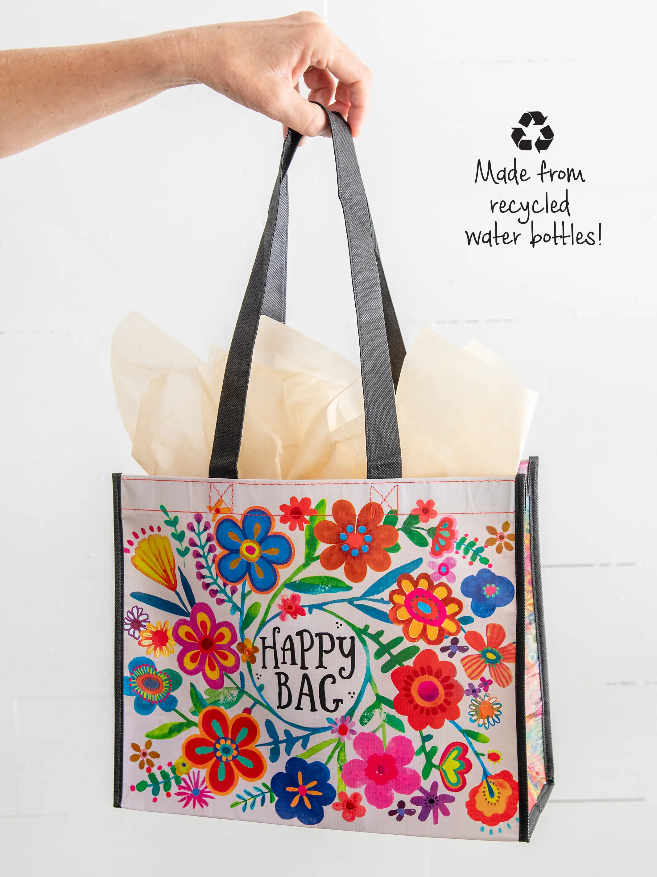 Large Happy Bag, Set of 3 - Cream Floral