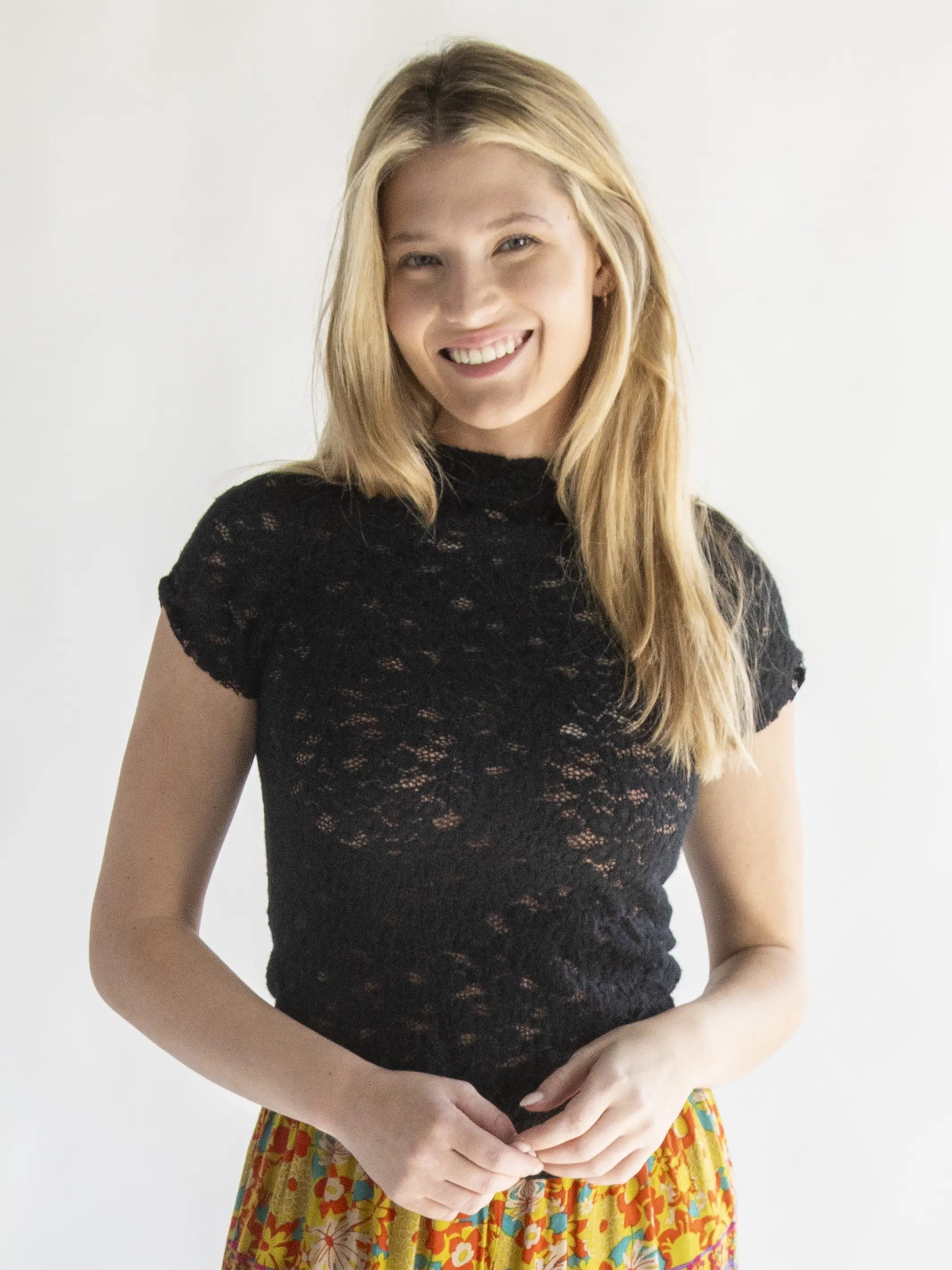 Simone Lace Tee - Black