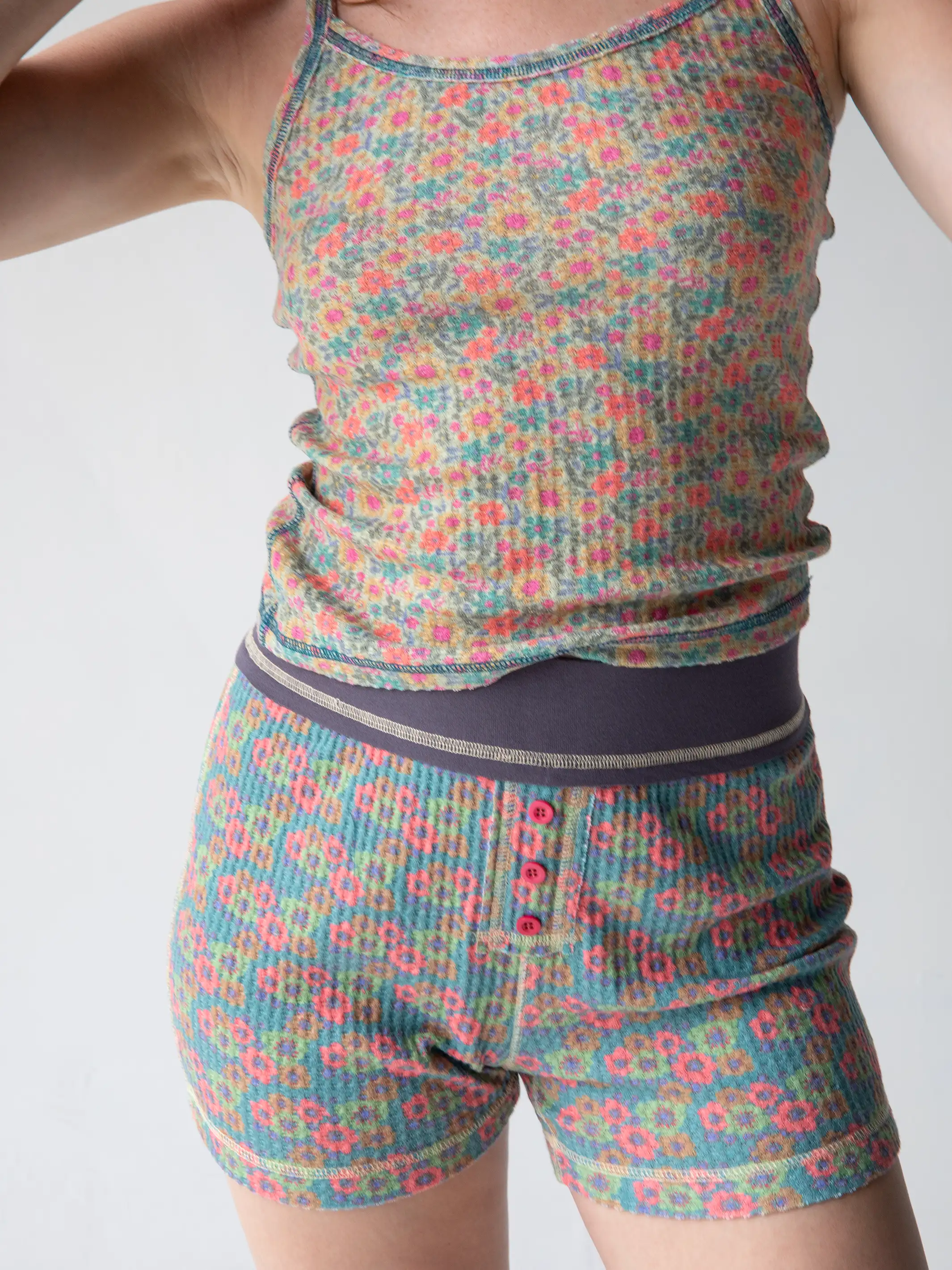 Mix & Match Thermal Boy Shorts - Coral Ditsy
