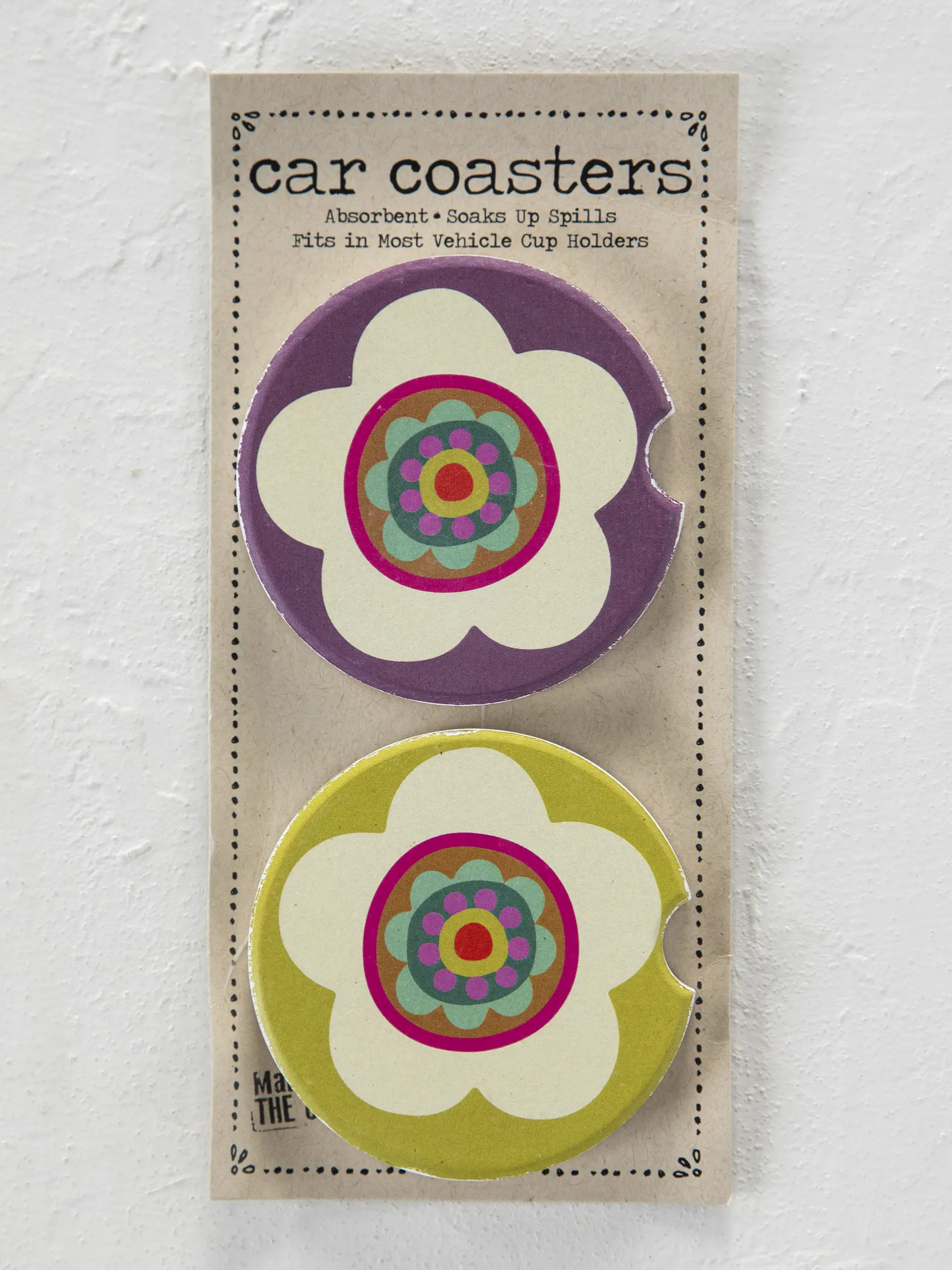 Car Coasters, Set of 2 - Flower