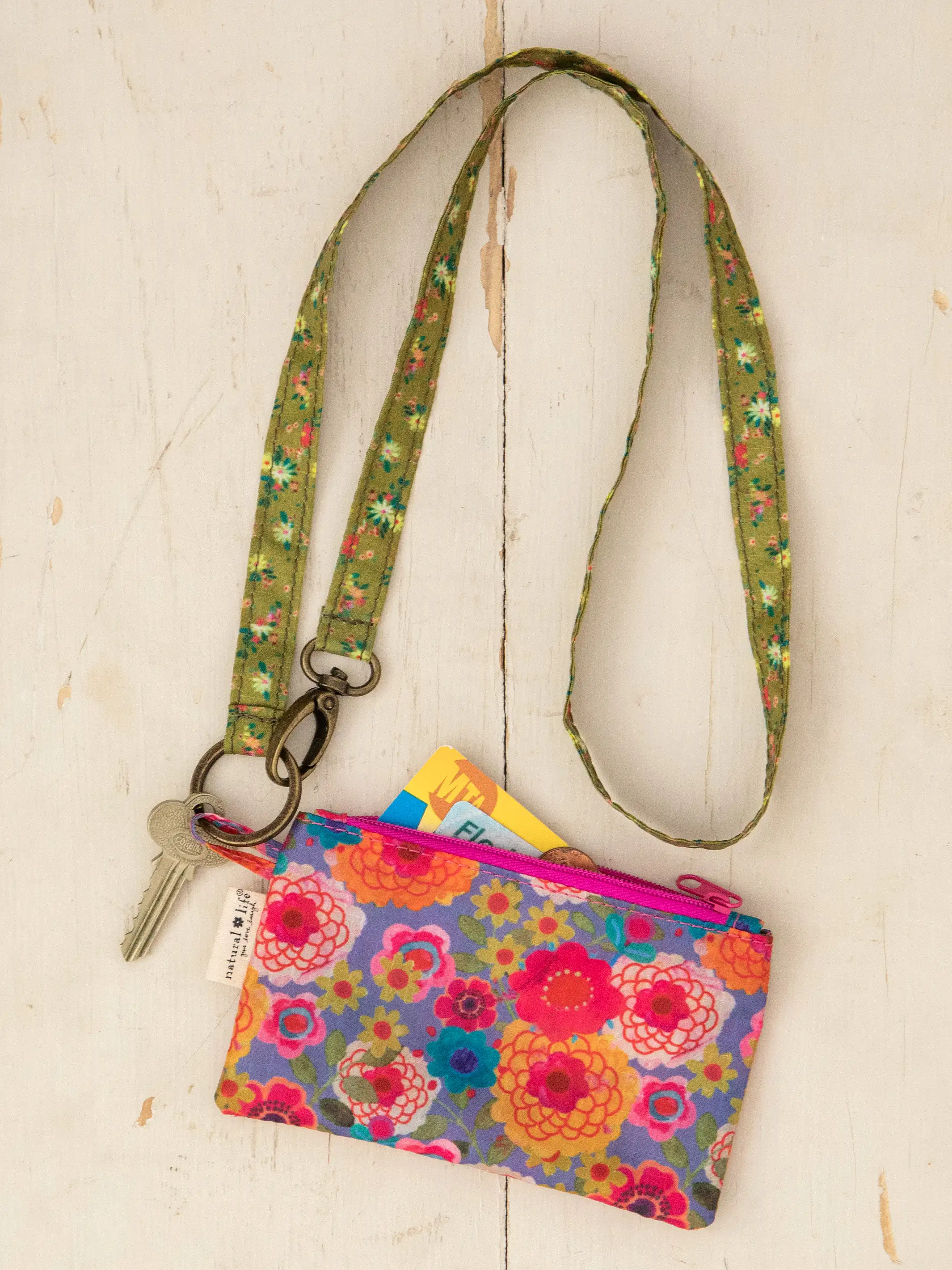 Zip Pouch Lanyard - Greylac Garden