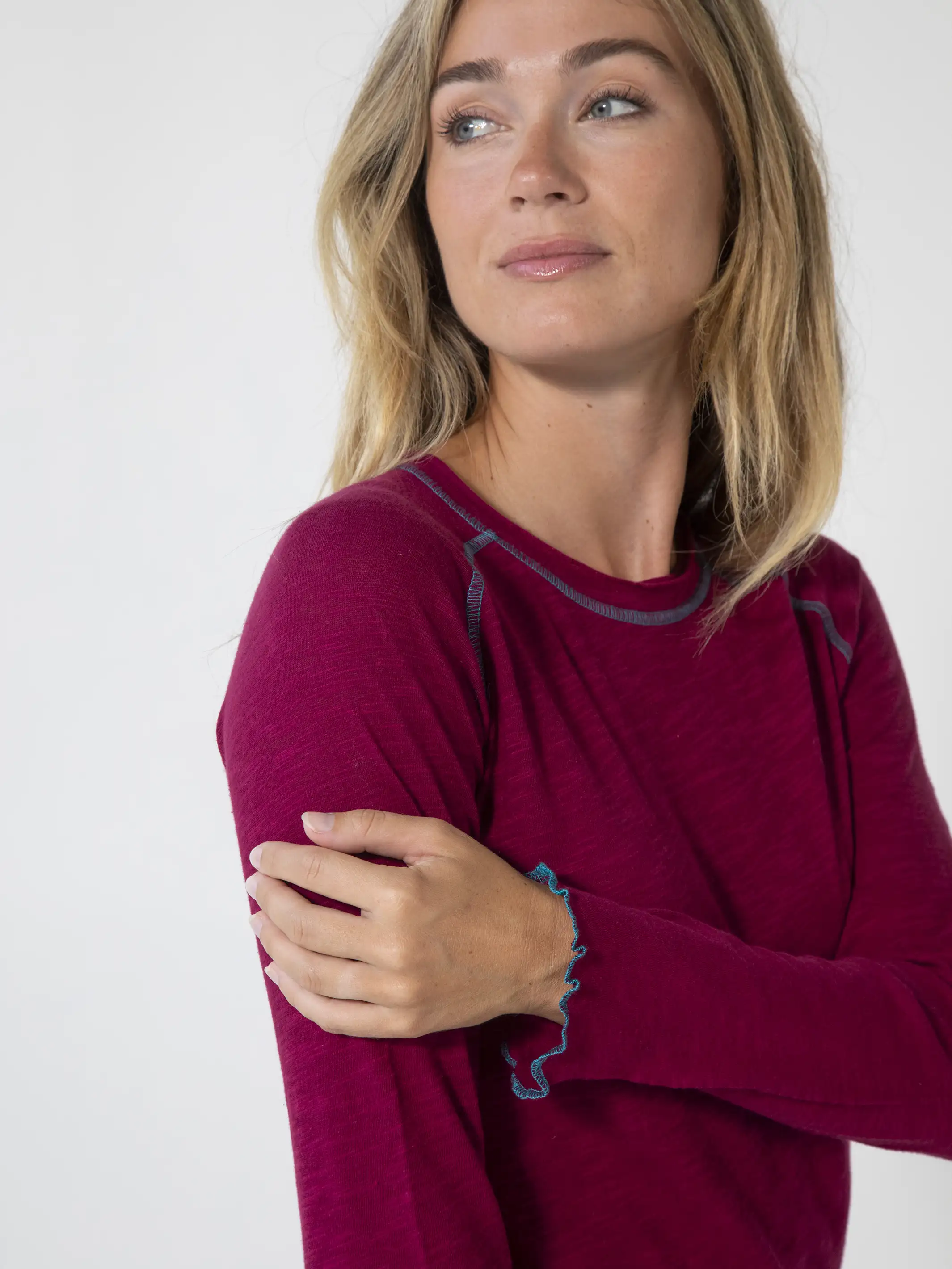 Lily Knit Long Sleeve Tee Shirt - Cranberry