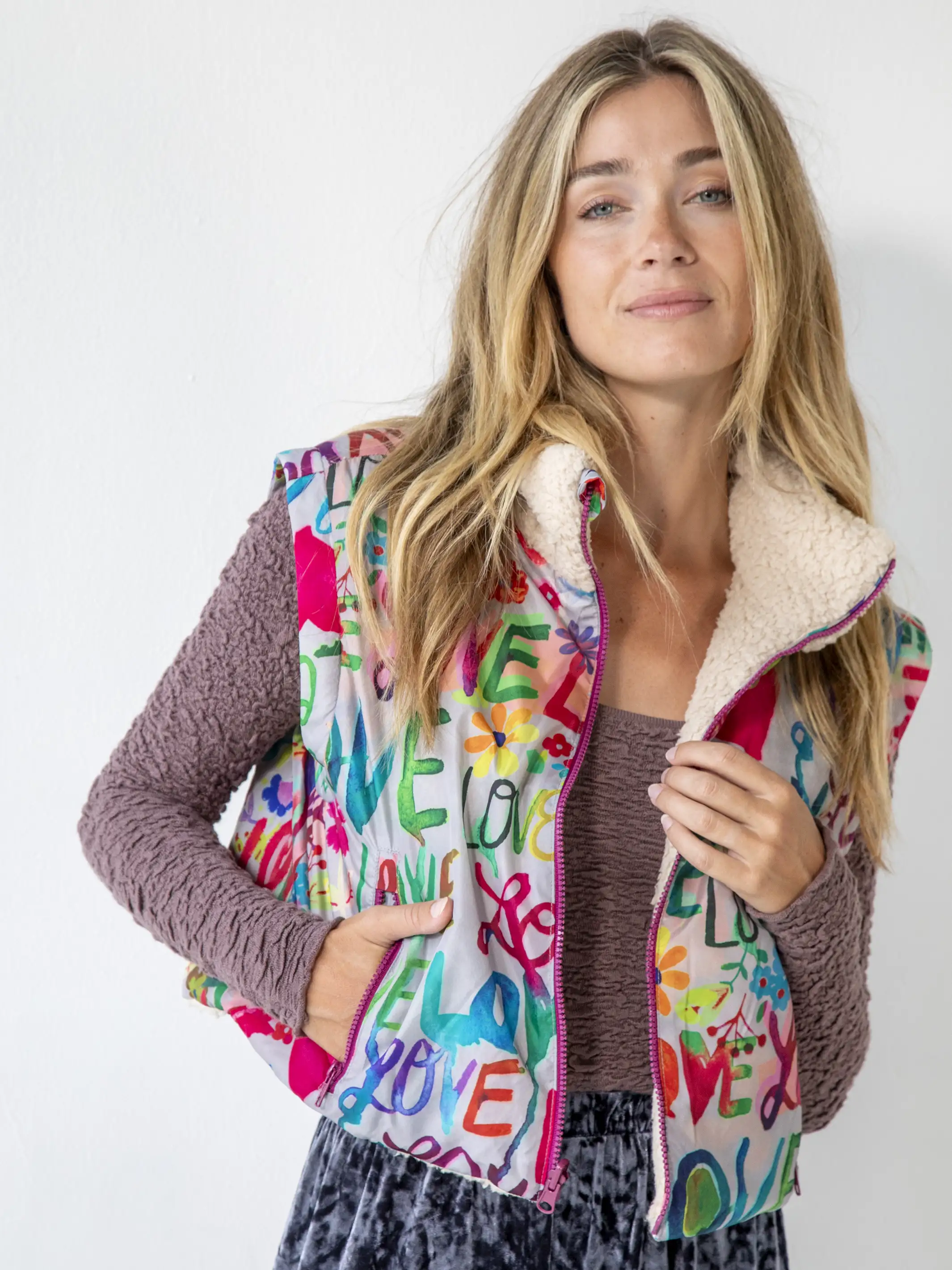 Reversible Sherpa Vest - Love