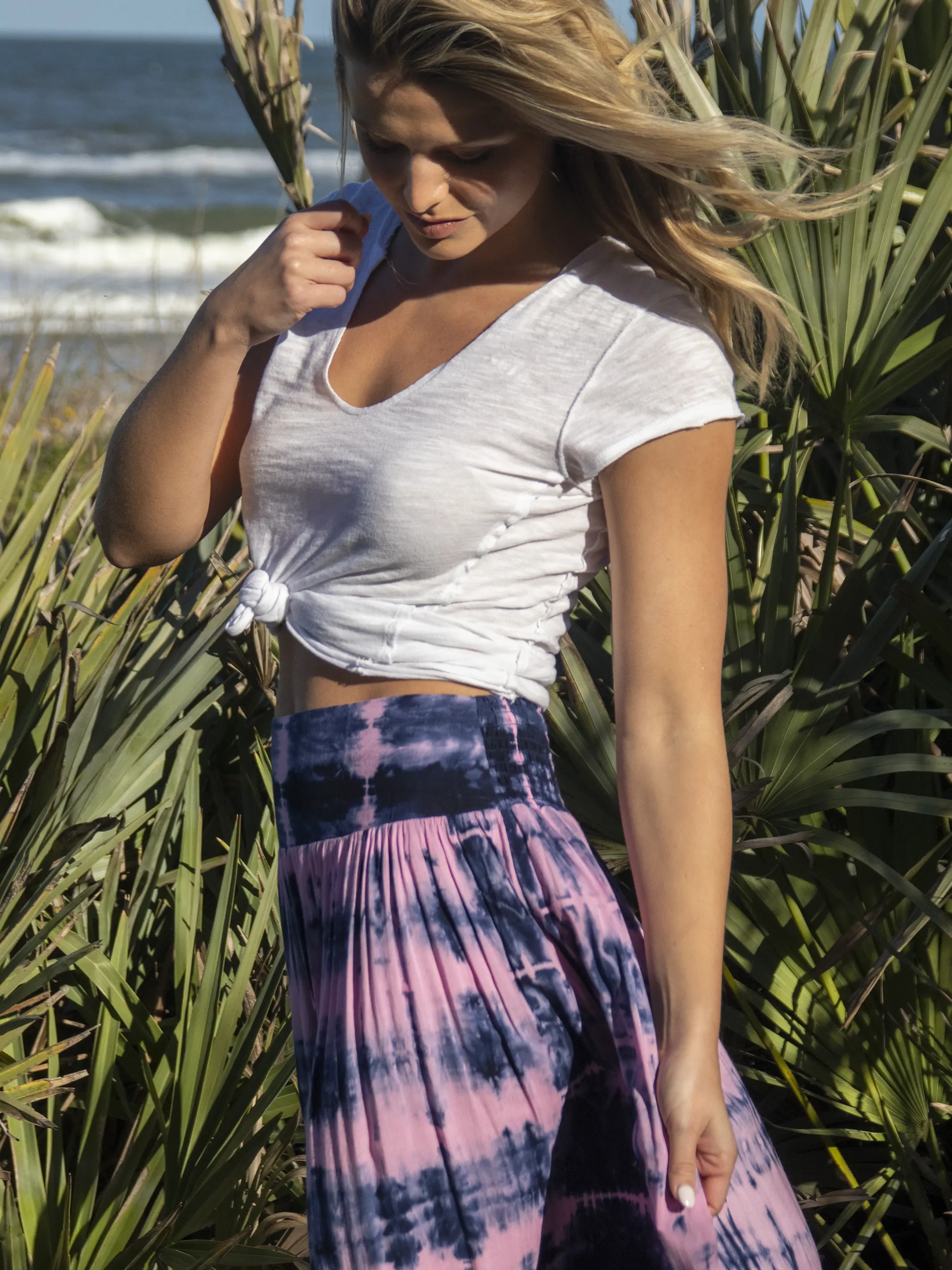 Lisa Maxi Skirt - Navy Pink Tie-Dye