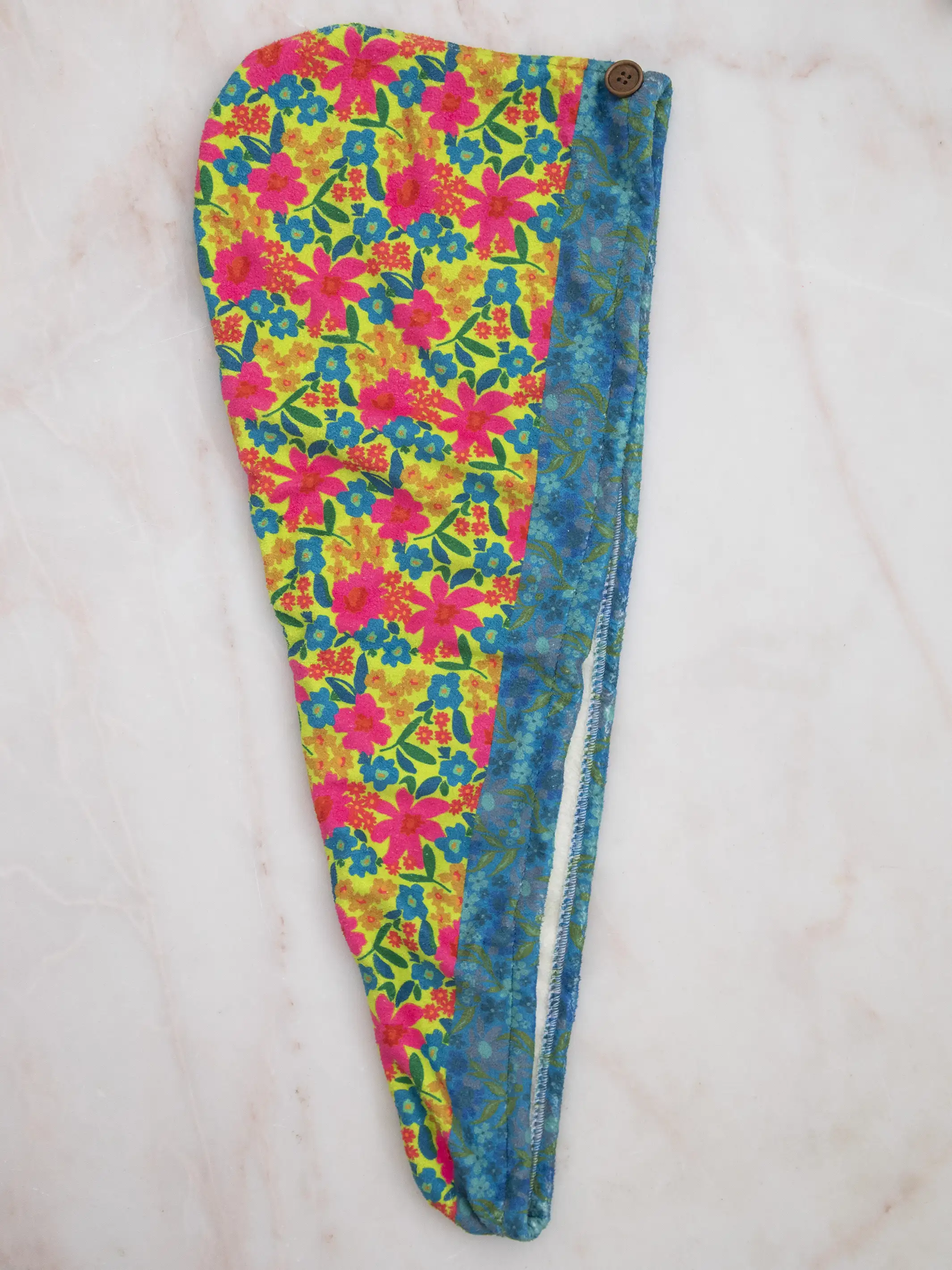 Microfiber Hair Towel Wrap - Pink Neon Green