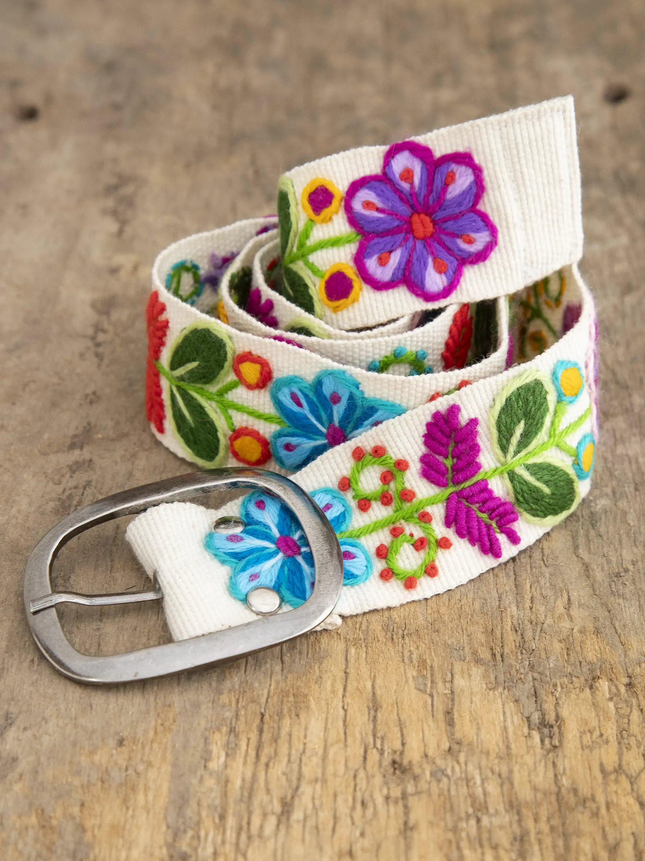 Hand Embroidered Belt - Cream