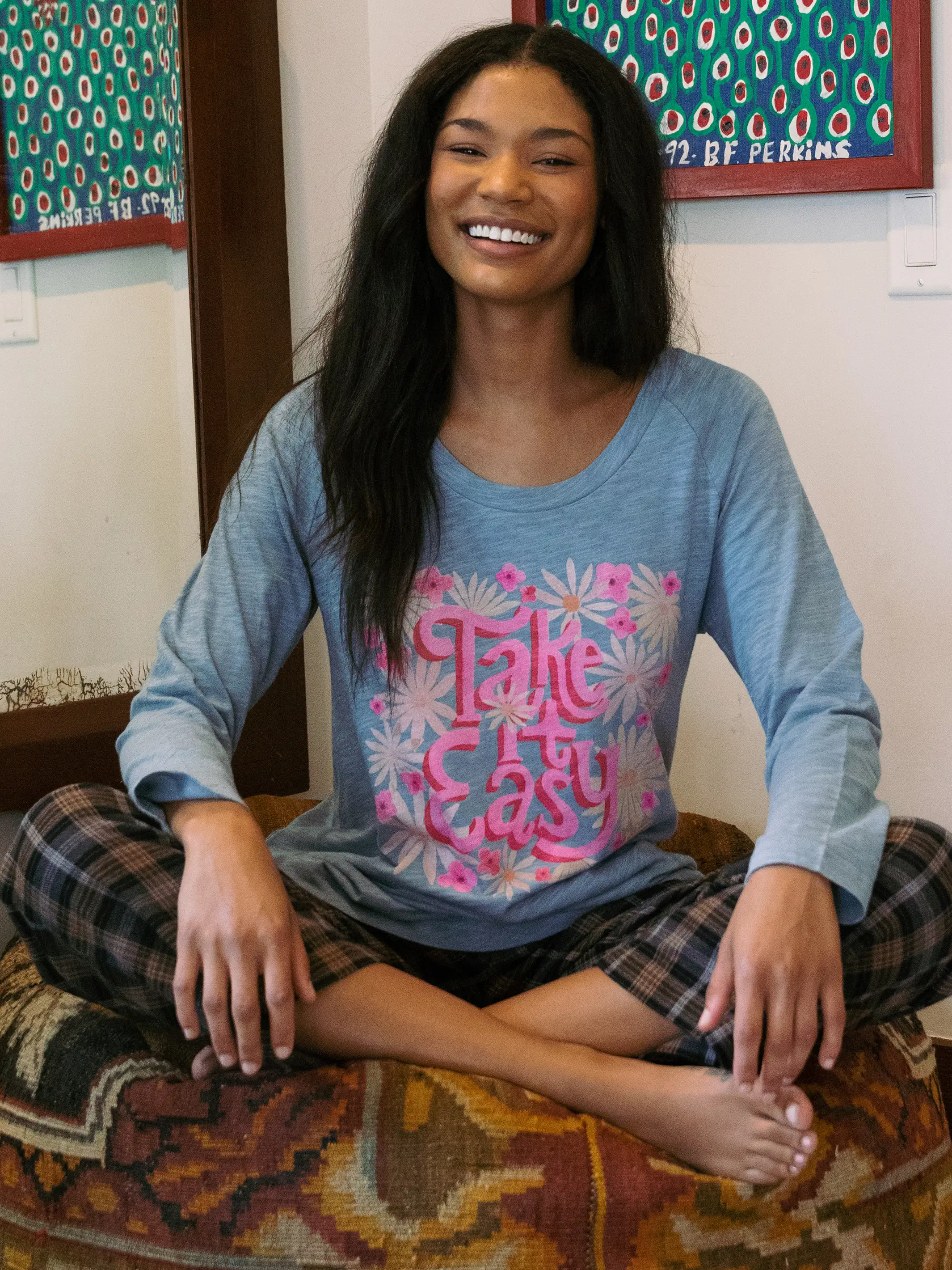 Long Sleeve Boho Tee Shirt - Take It Easy