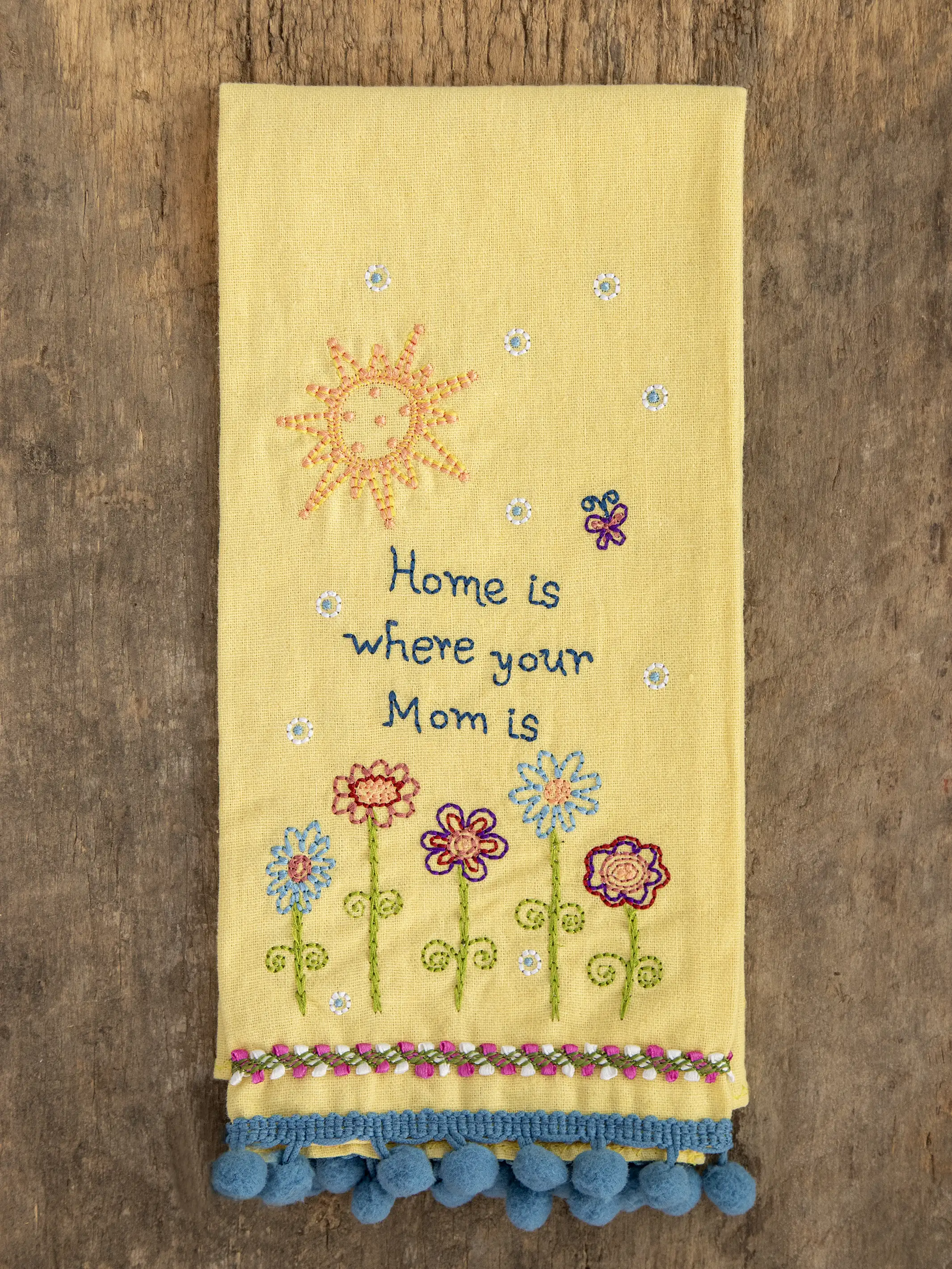 Linen Embroidered Hand Towel - Mom