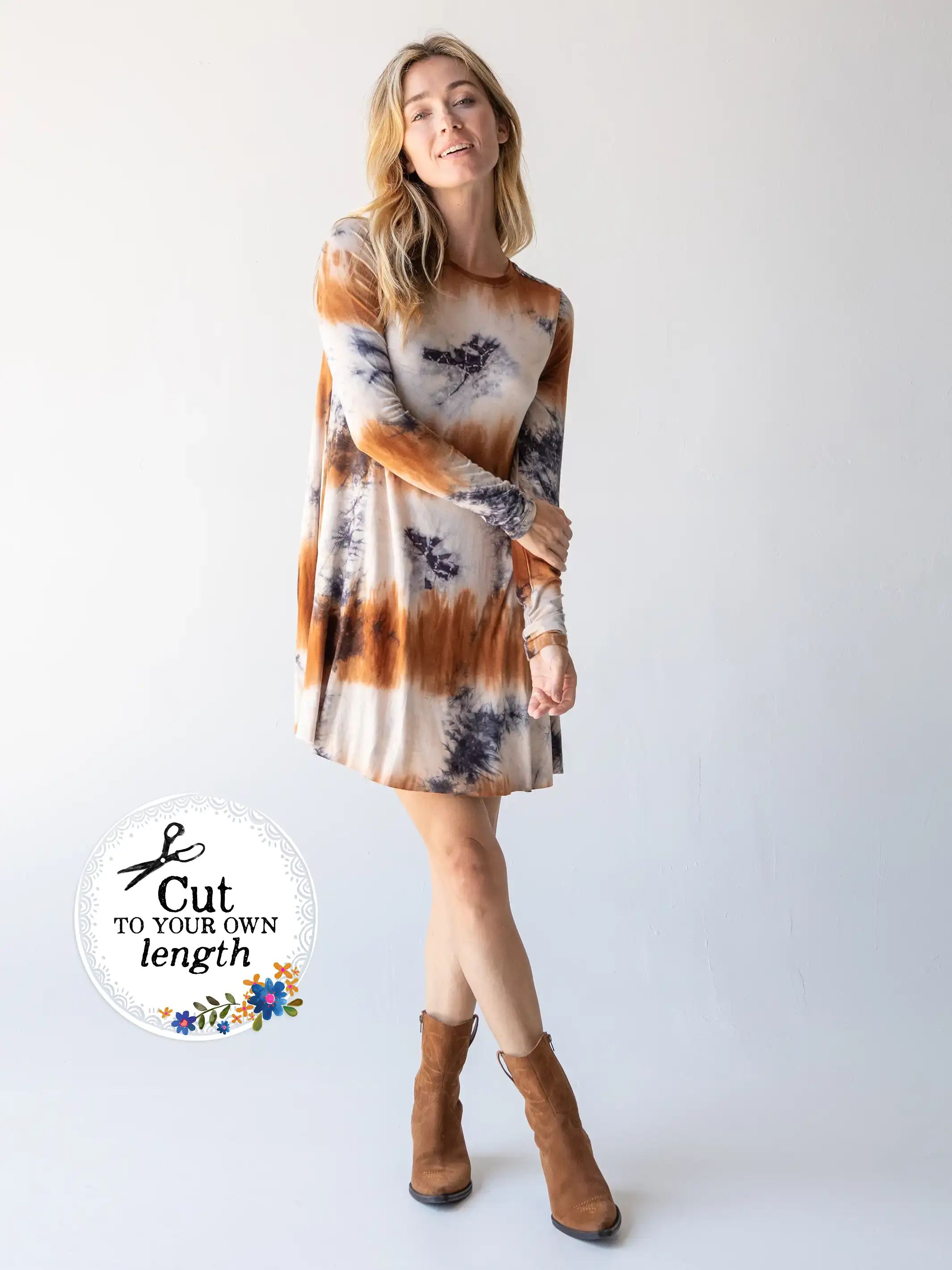 Stevie Knit Tie-Dye Mini Dress - Brown Indigo