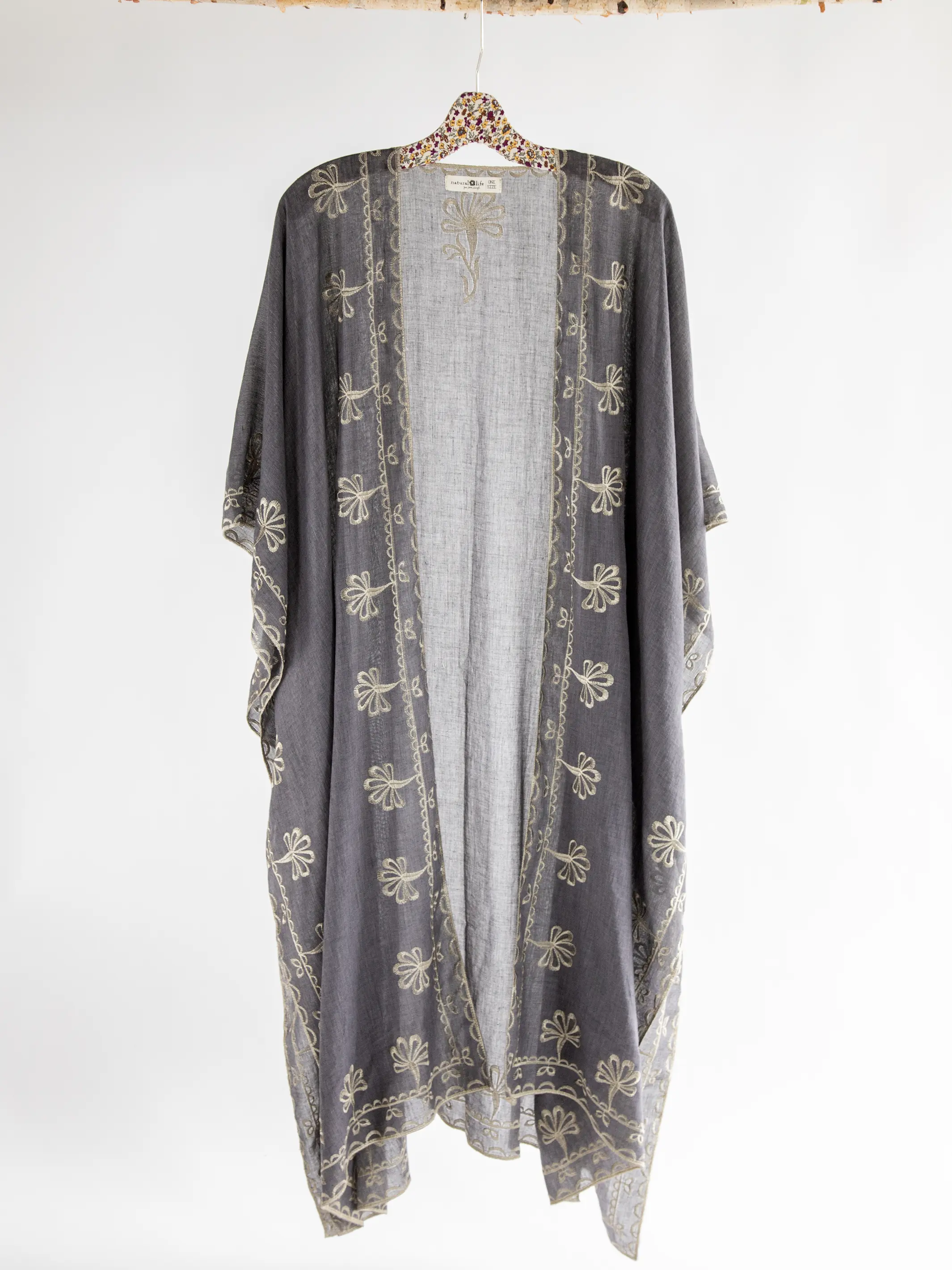 Jamie Embroidered Duster - Charcoal
