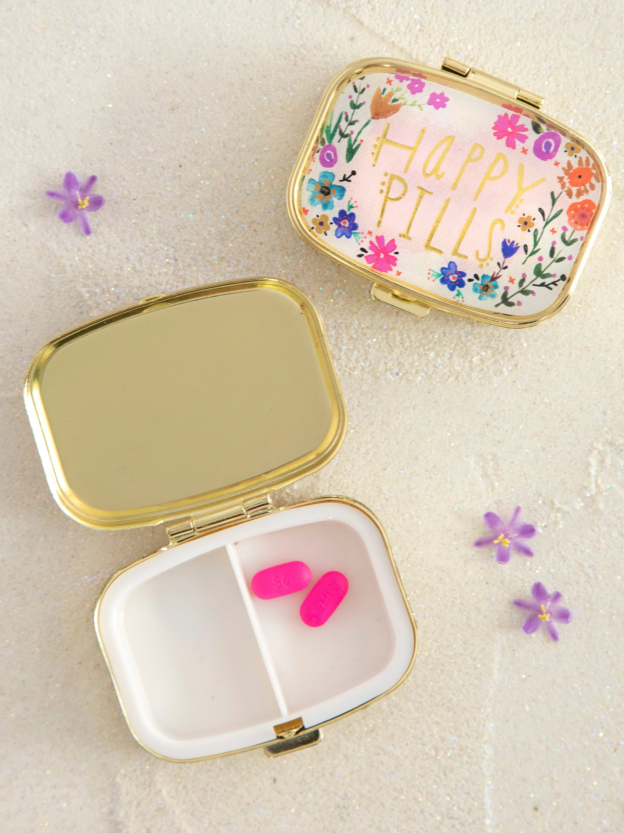 Pill Box Holder - Happy Pills Square