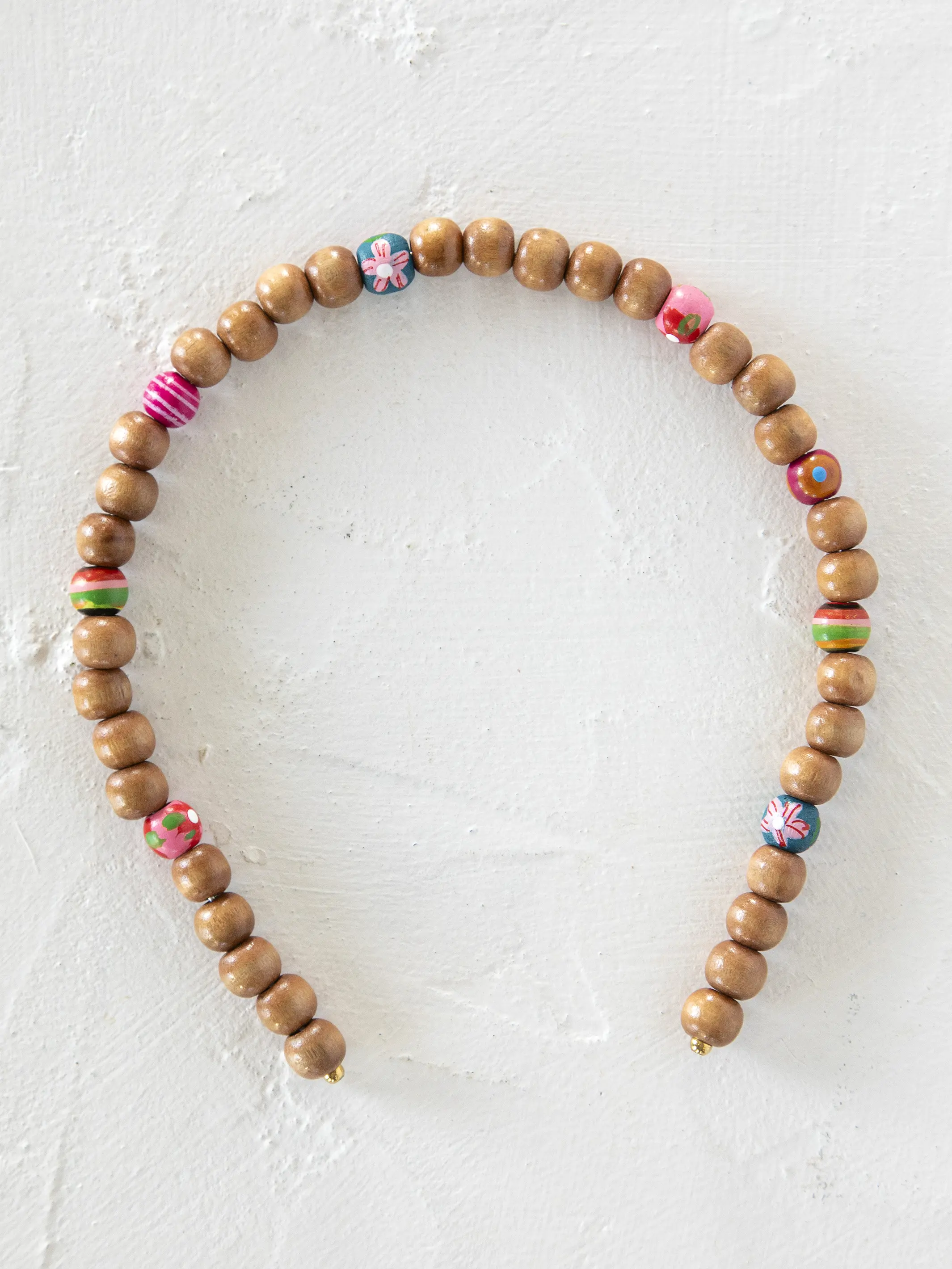 Wood Beaded Headband - Rainbow