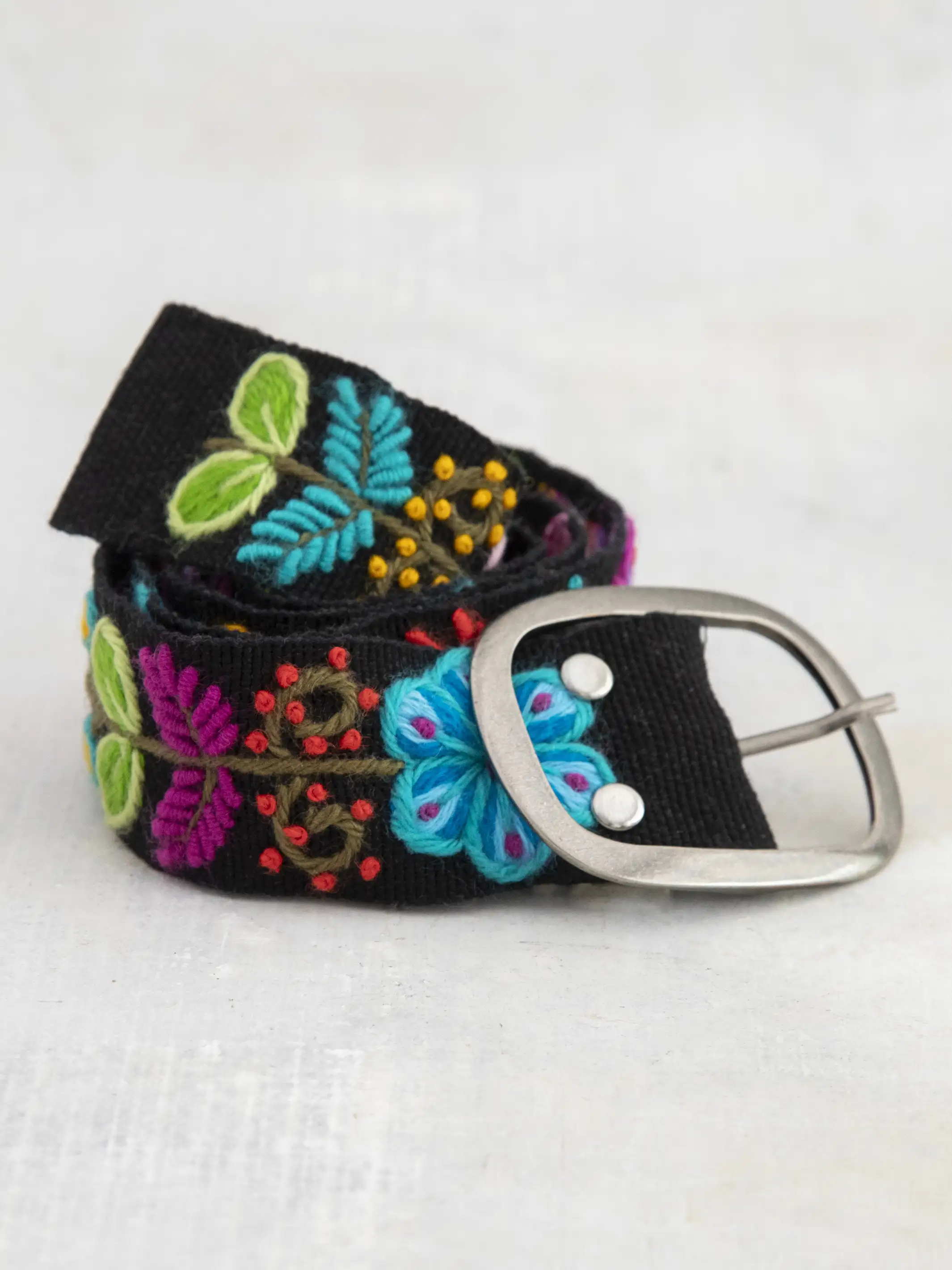 Hand Embroidered Belt - Black