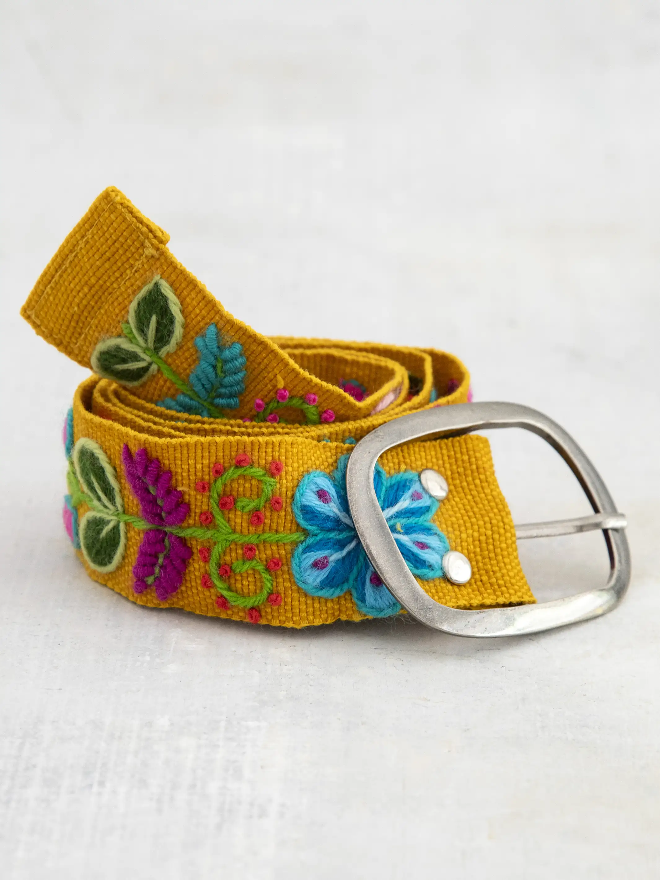 Hand Embroidered Belt - Mustard