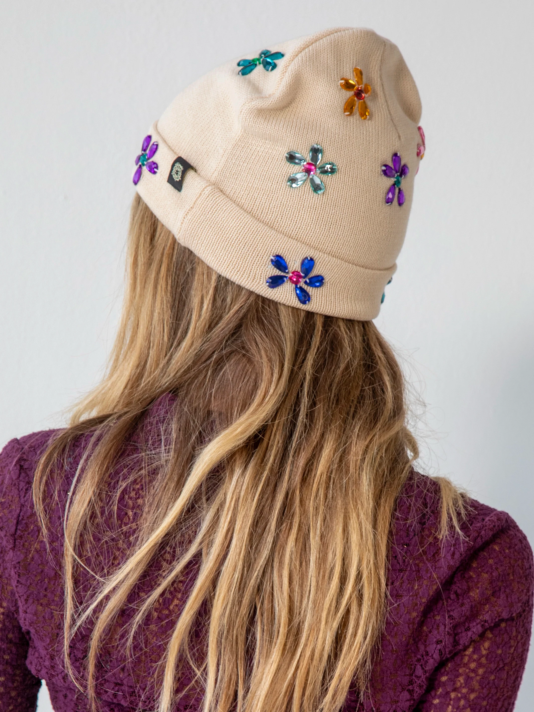 Jeweled Beanie - Cream