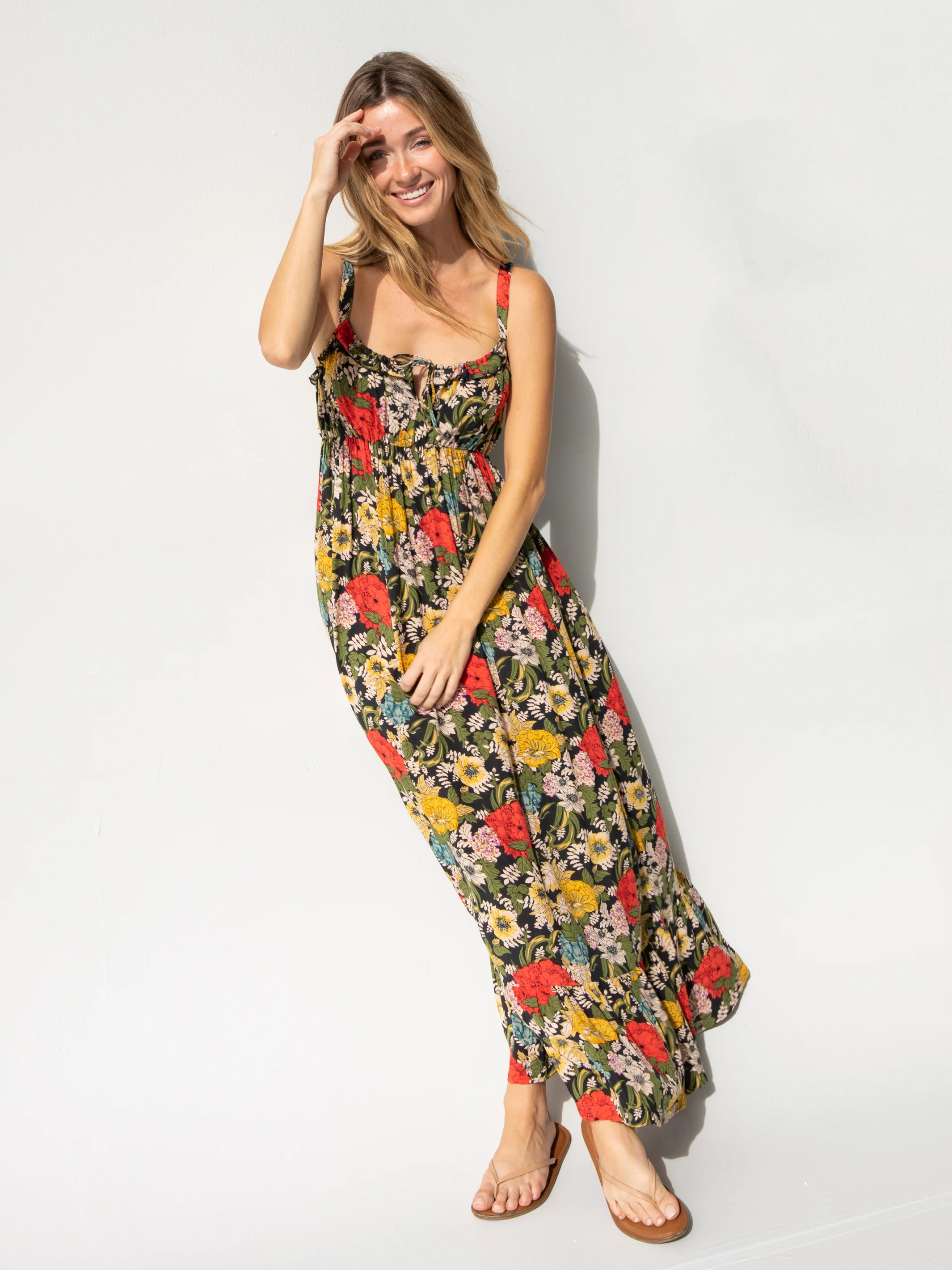 Elizabeth Maxi Dress - Black Red Poppy