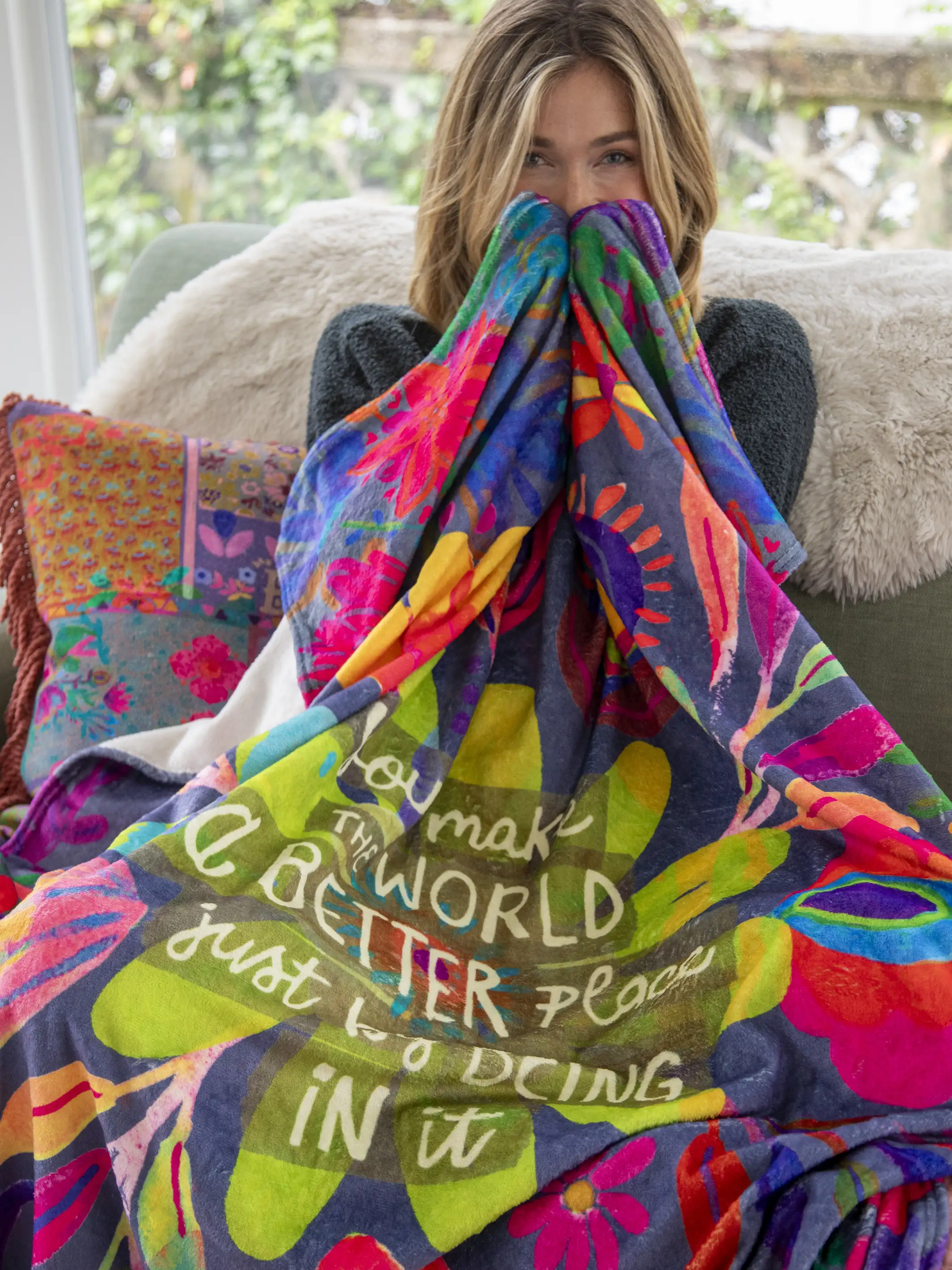 Cozy Throw Blanket - You Make The World Better