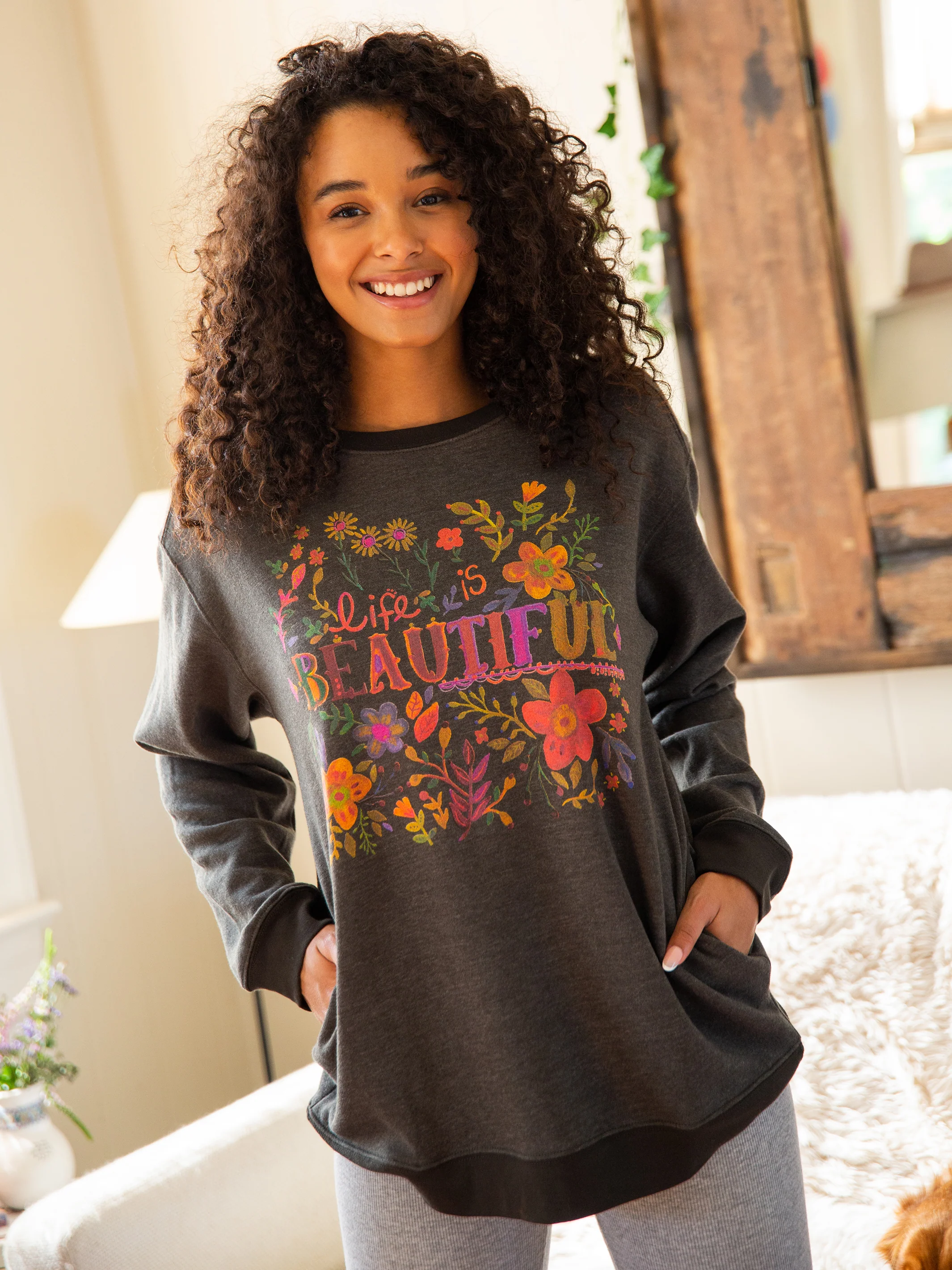 Comfy Pocket Sweatshirt - Life Is Beautiful