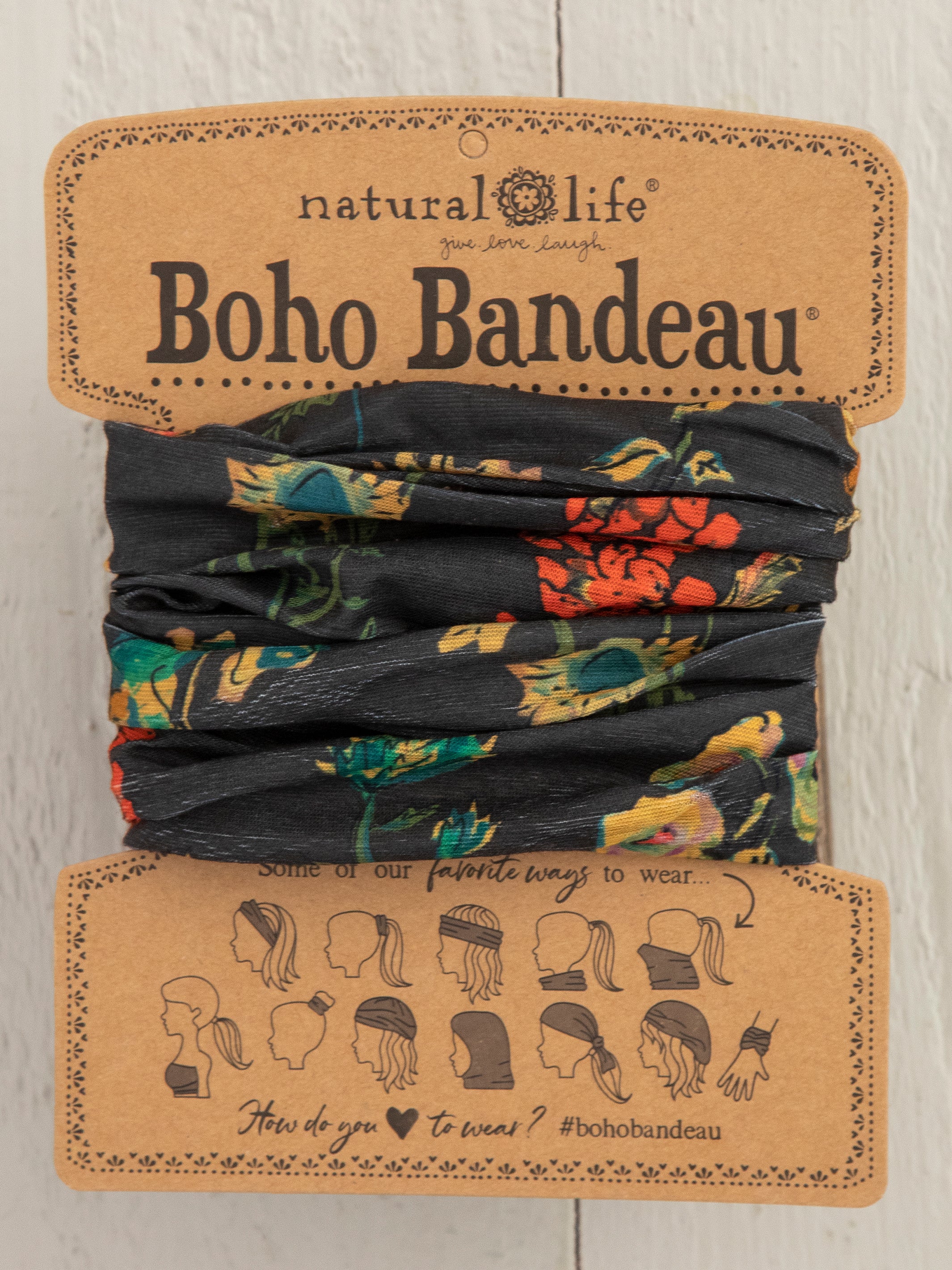 Full Boho Bandeau Headband - Charcoal Floral