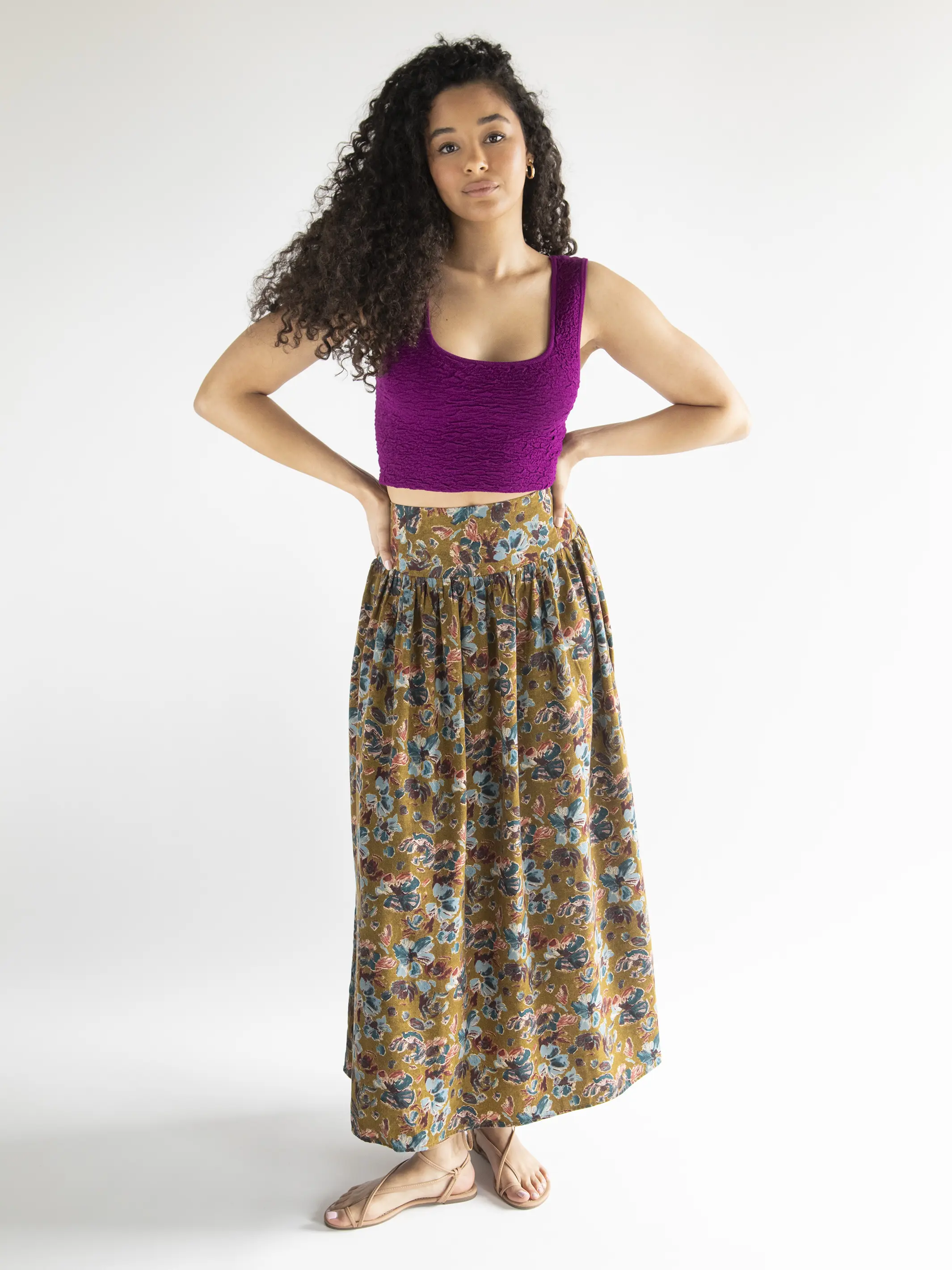 Lisa Maxi Skirt - Olive Floral