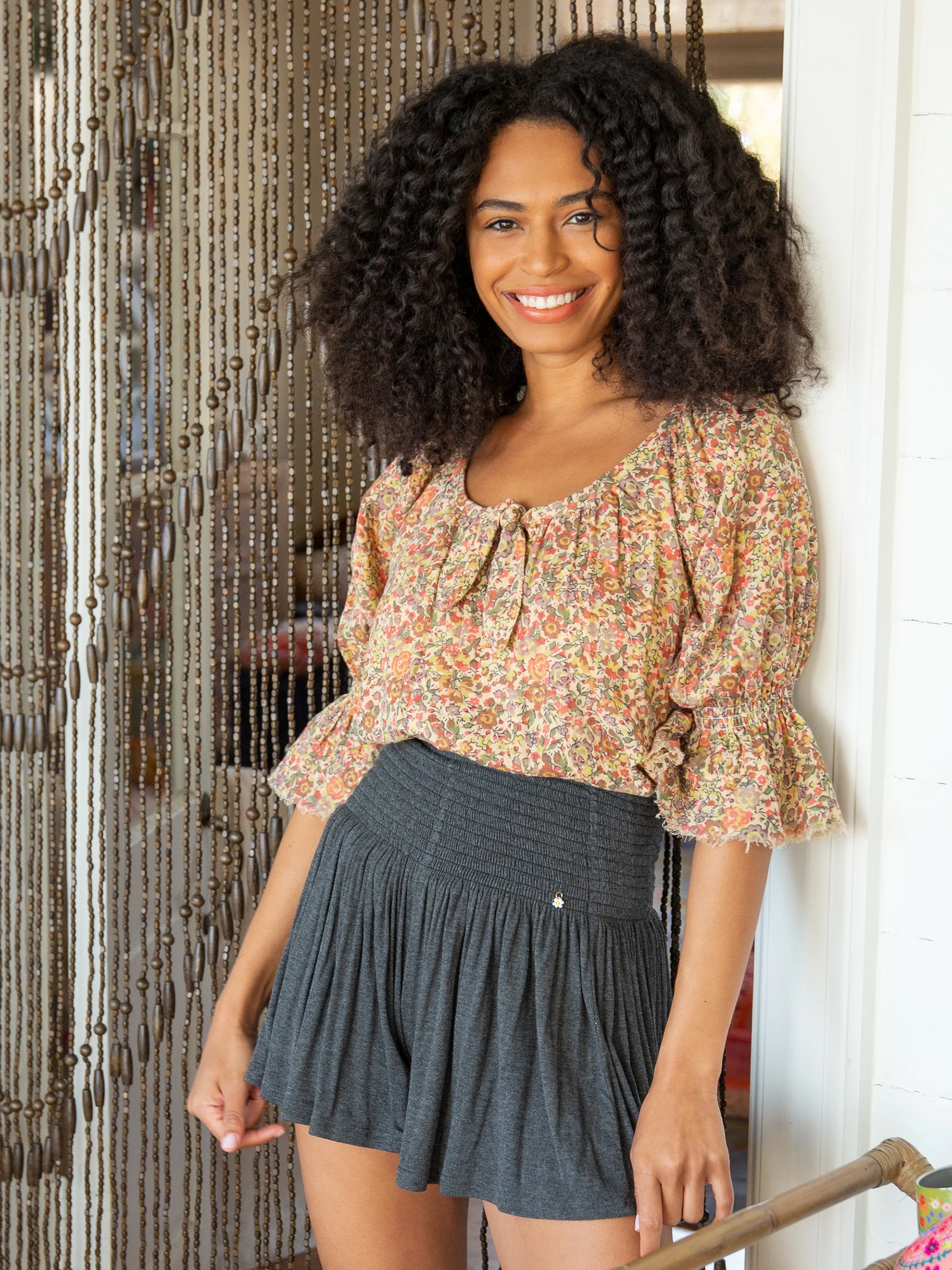 Daisy Knit Skort - Charcoal