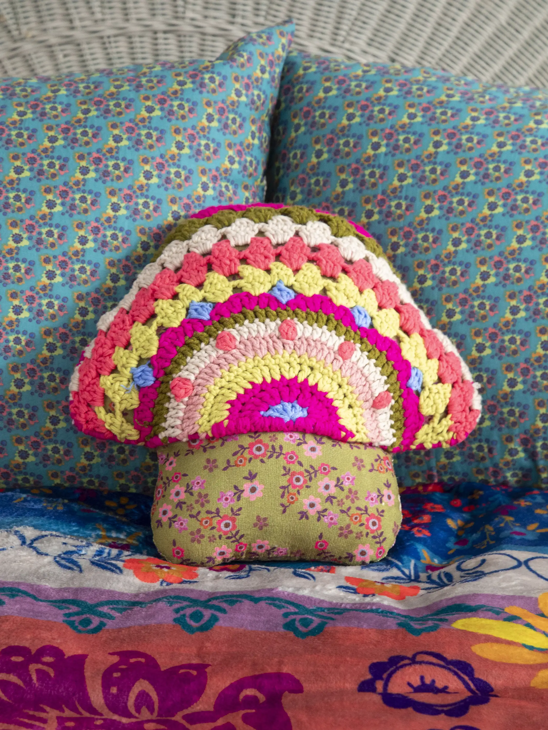 Crochet Pillow - Mushroom