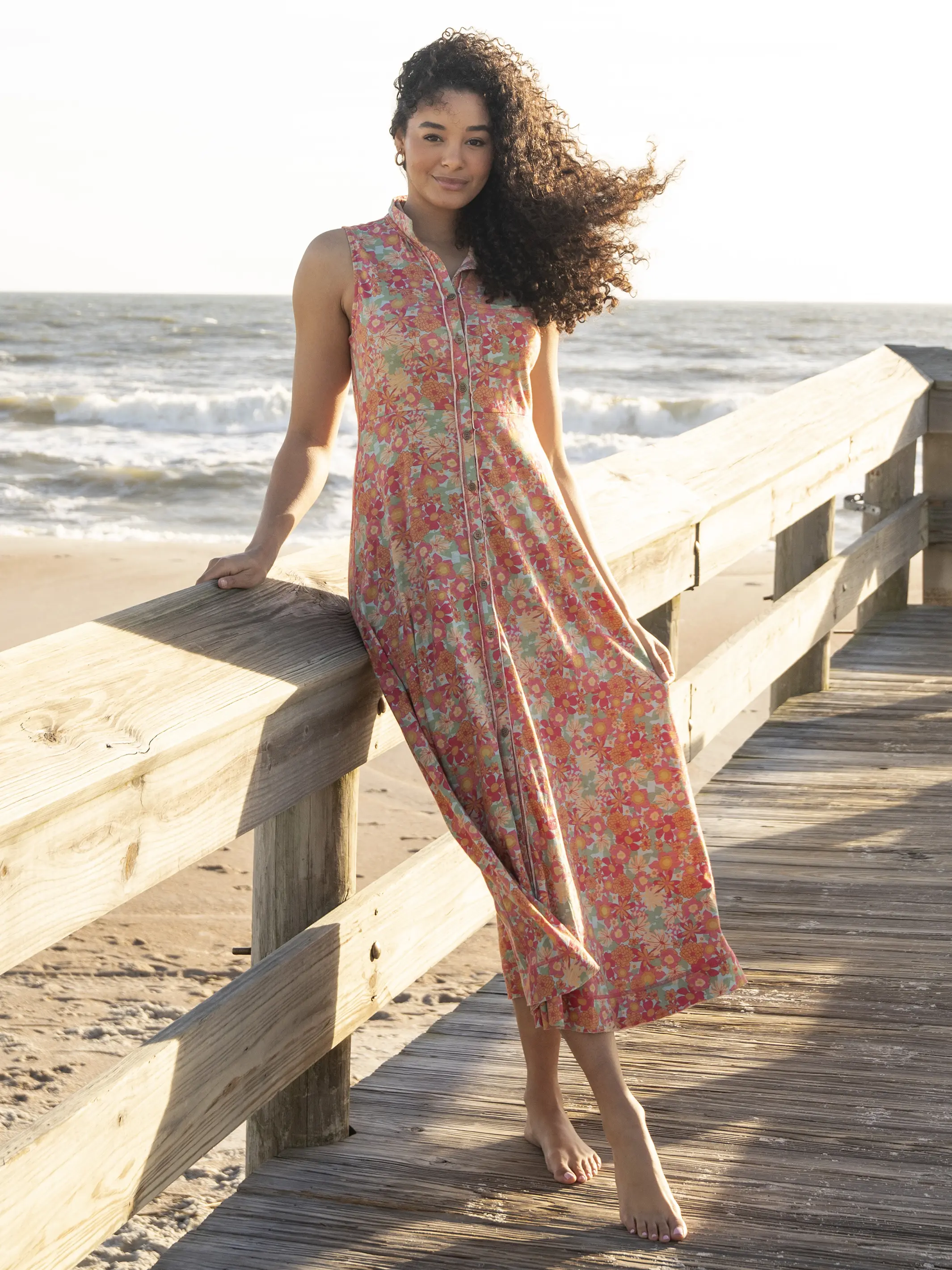 Lauren Sleeveless Maxi Dress - Pink Red Floral