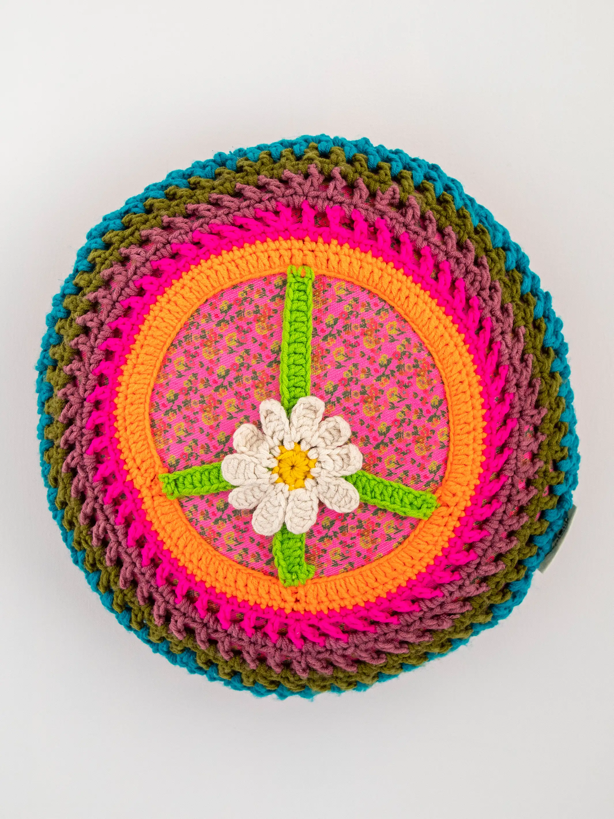 Crochet Pillow - Peace Sign