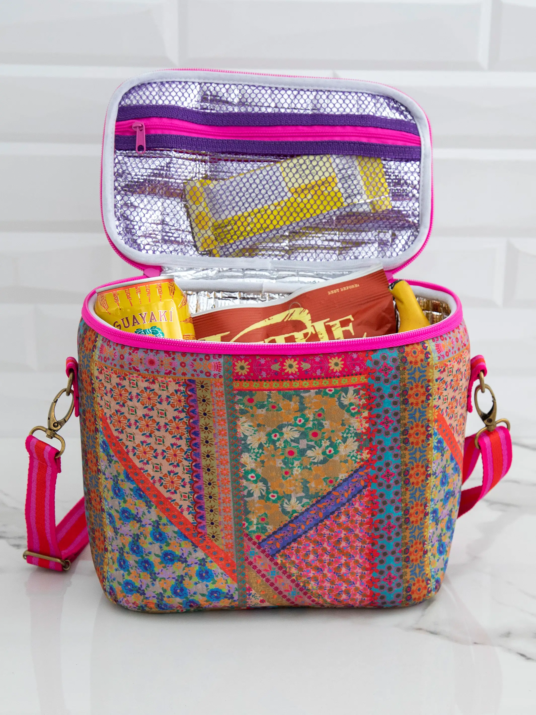 On The Go Lunch Tote - Folk Flower Patchwork