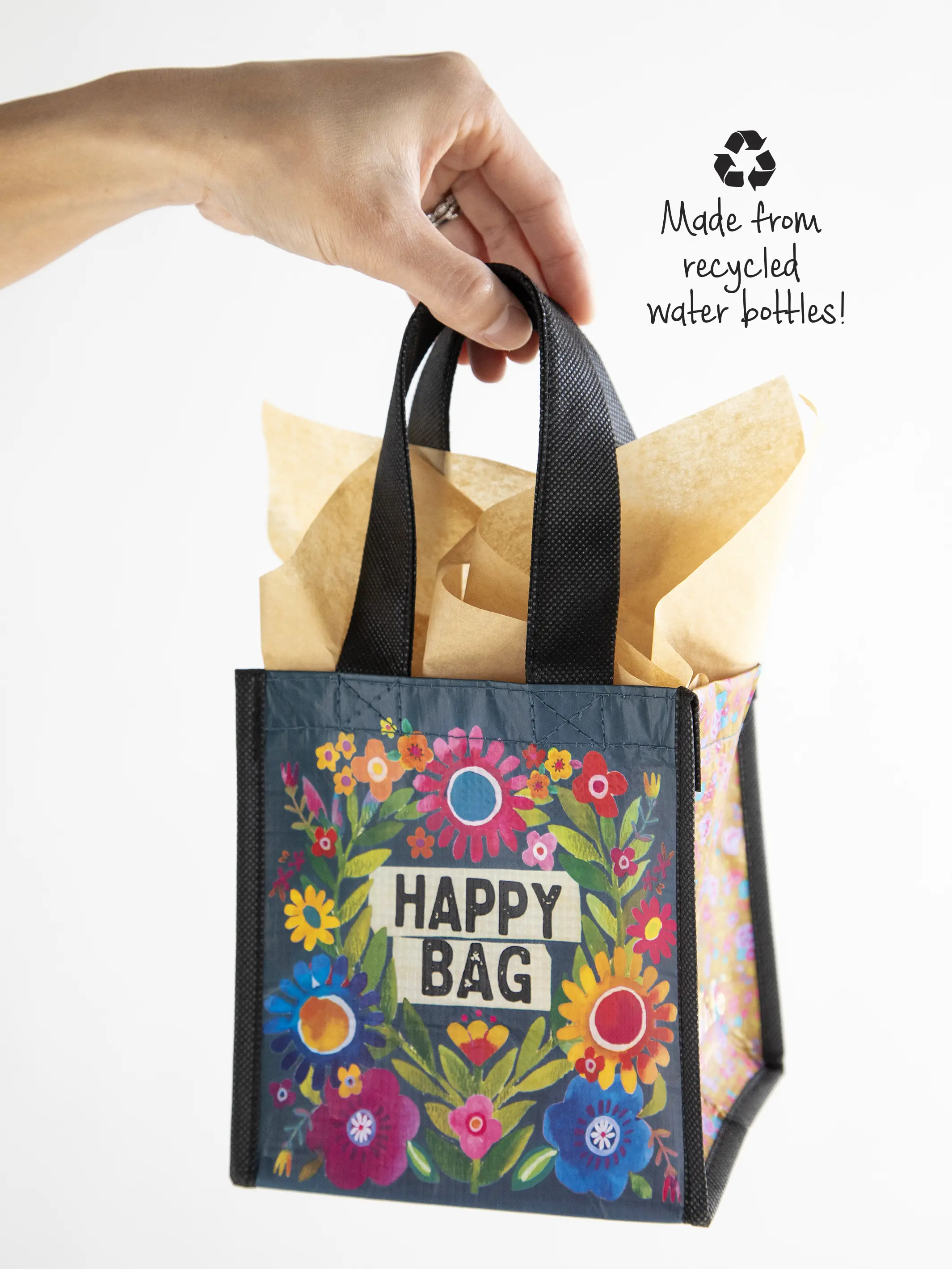 Small Happy Bag, Set of 3 - Black Floral