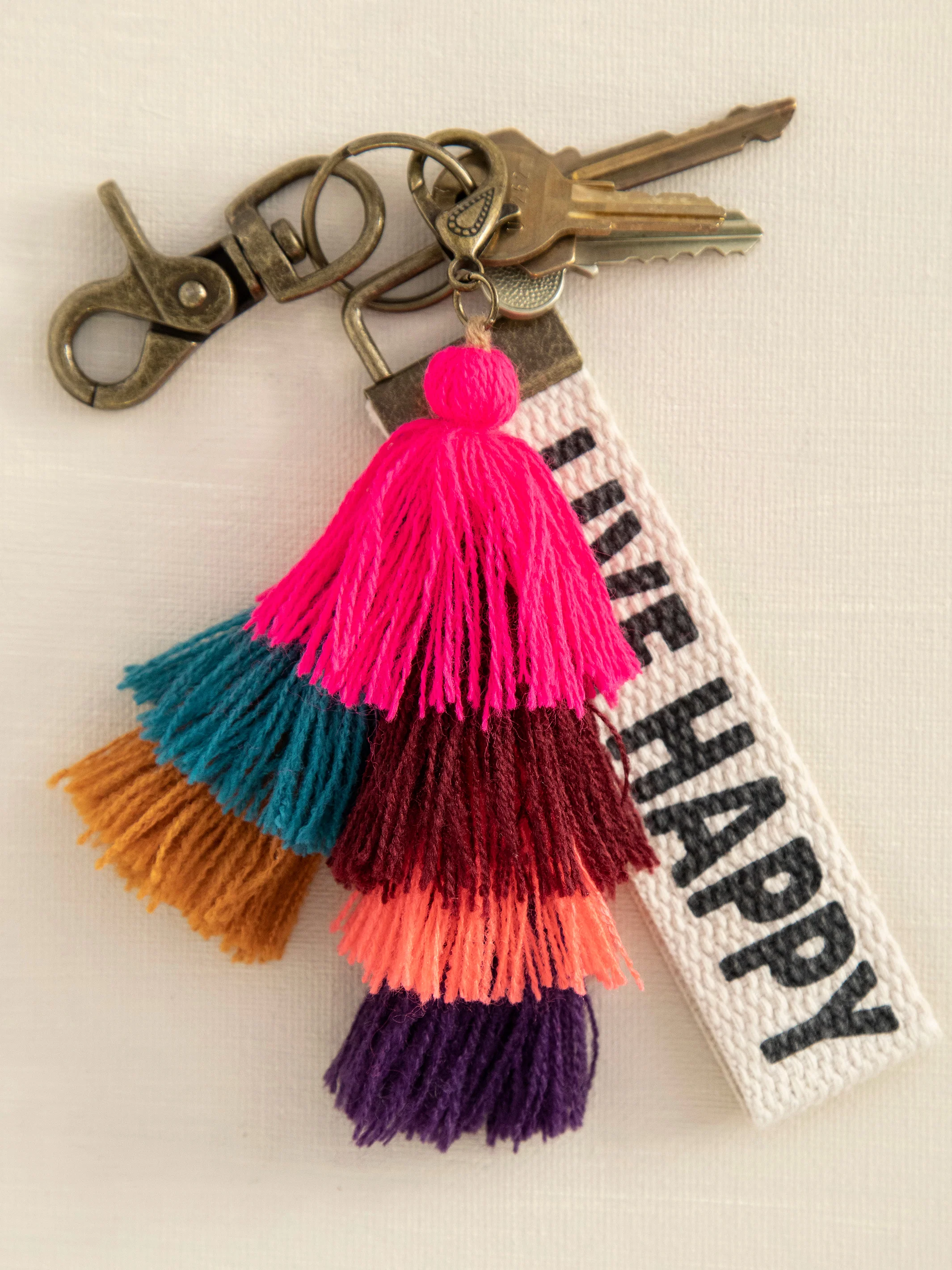 Stacked Tassel Clip - Hot Pink