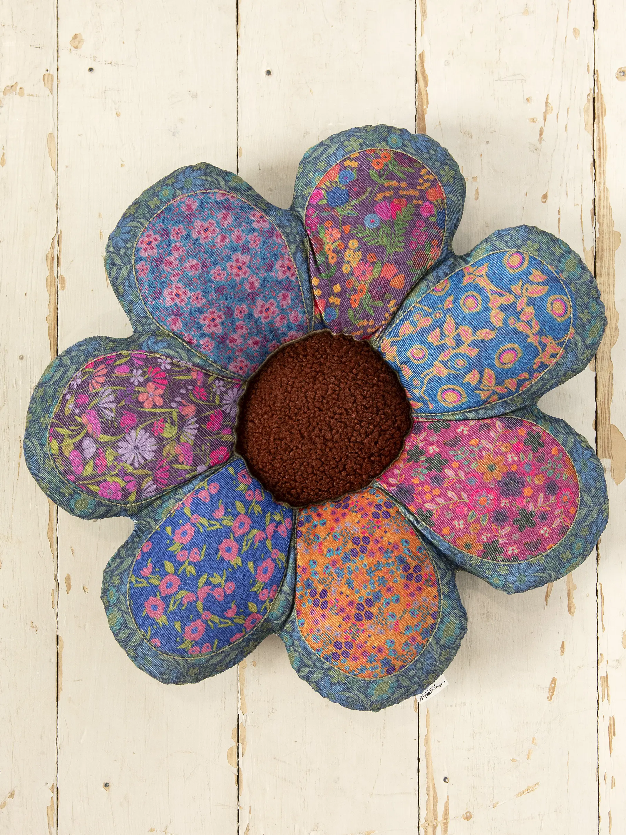Whimsy Patchwork Pillow - Folk Flower