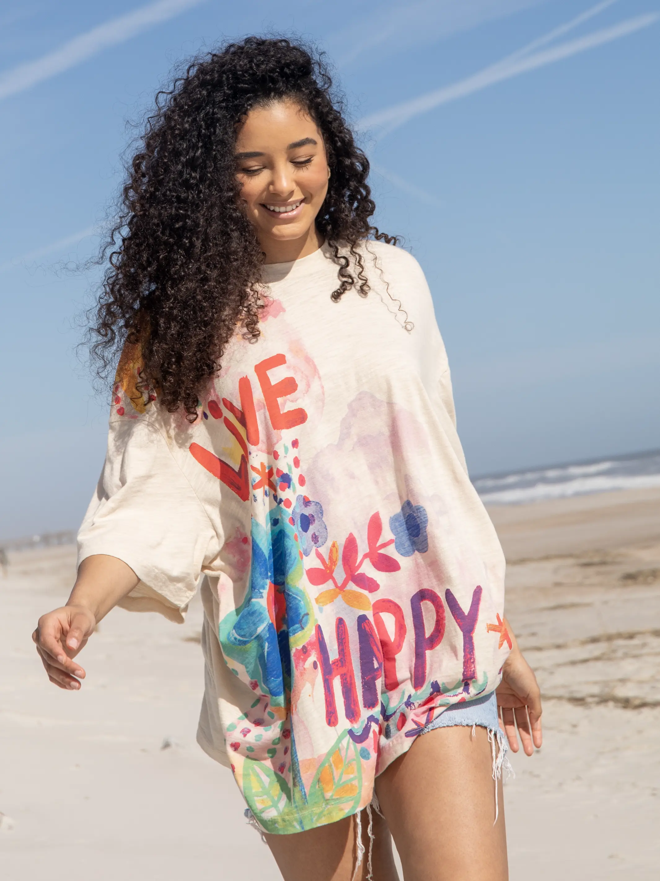 Life Is A Canvas Tee - Live Happy Cream