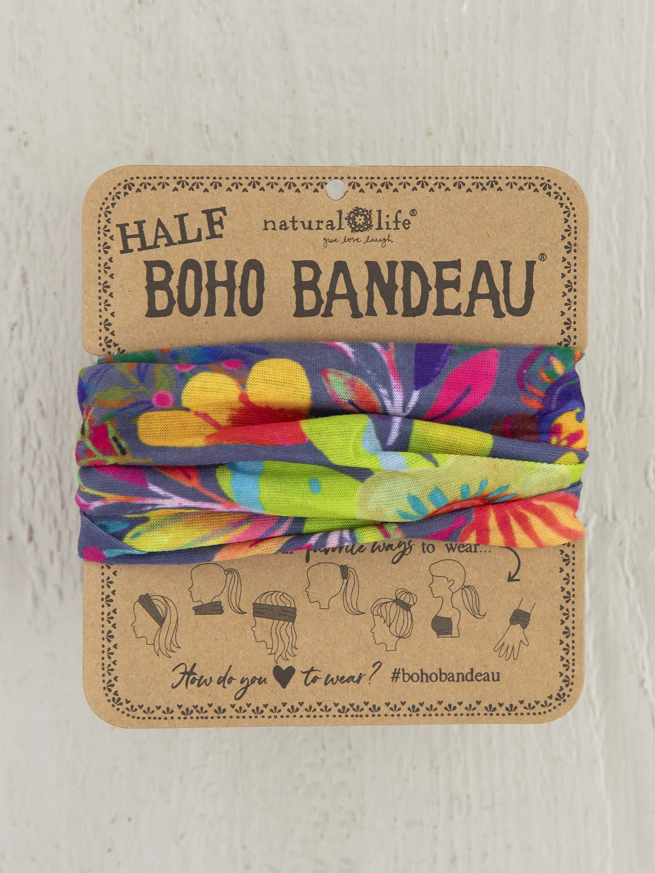 Half Boho Bandeau Headband - Charcoal Flower