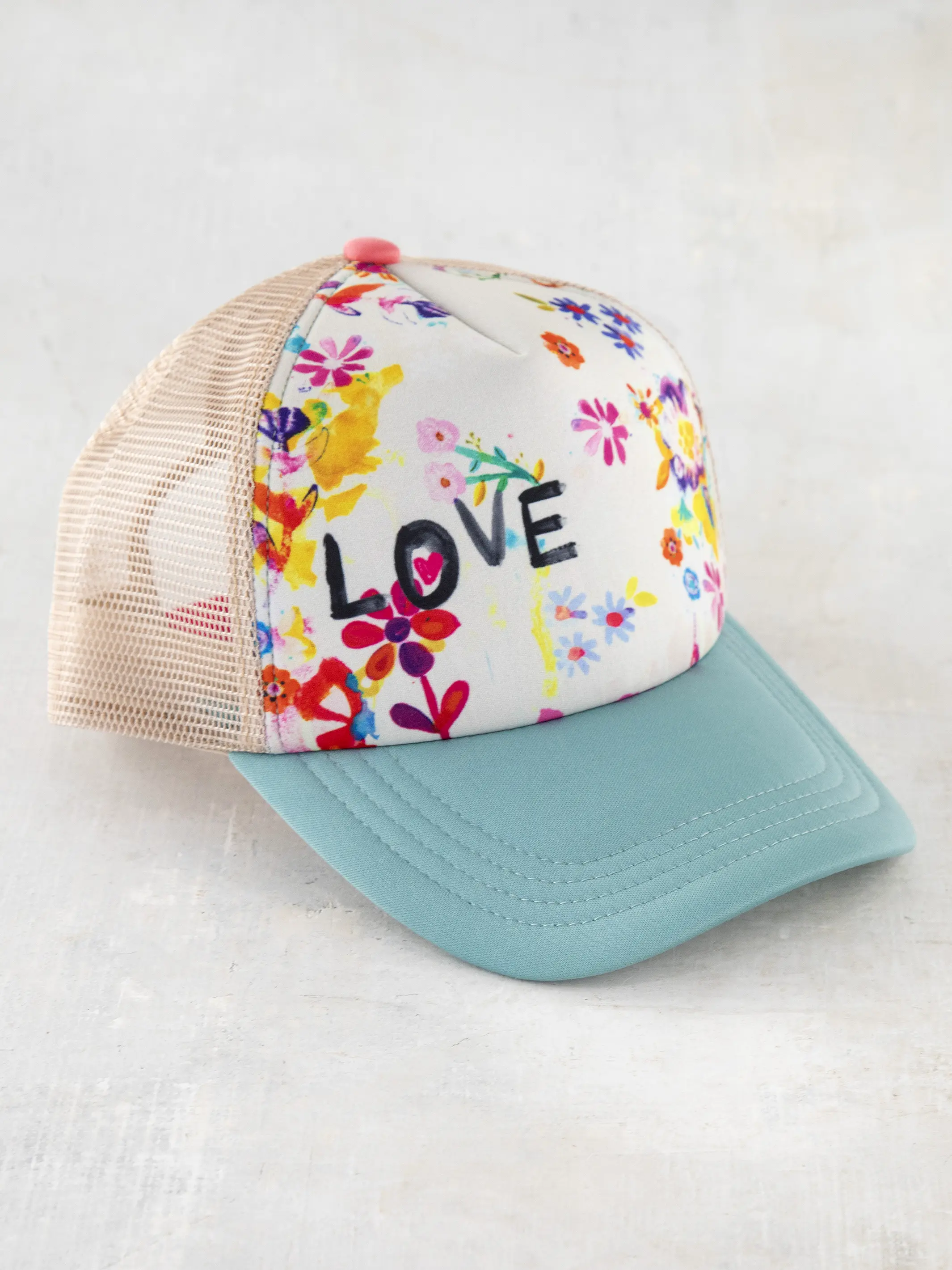 Adjustable Trucker Hat - Cream, Love