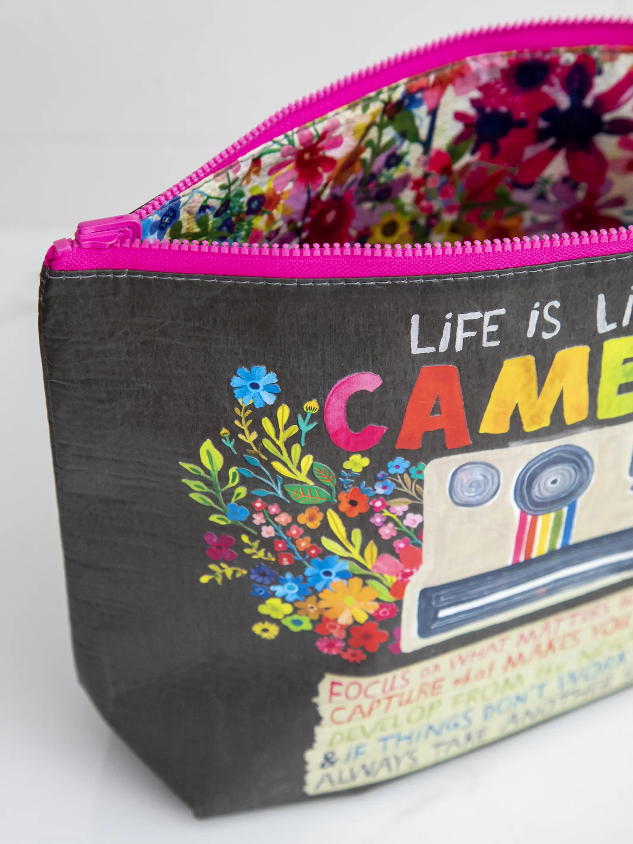 Recycled Zipper Pouch - Life Is Like A Camera