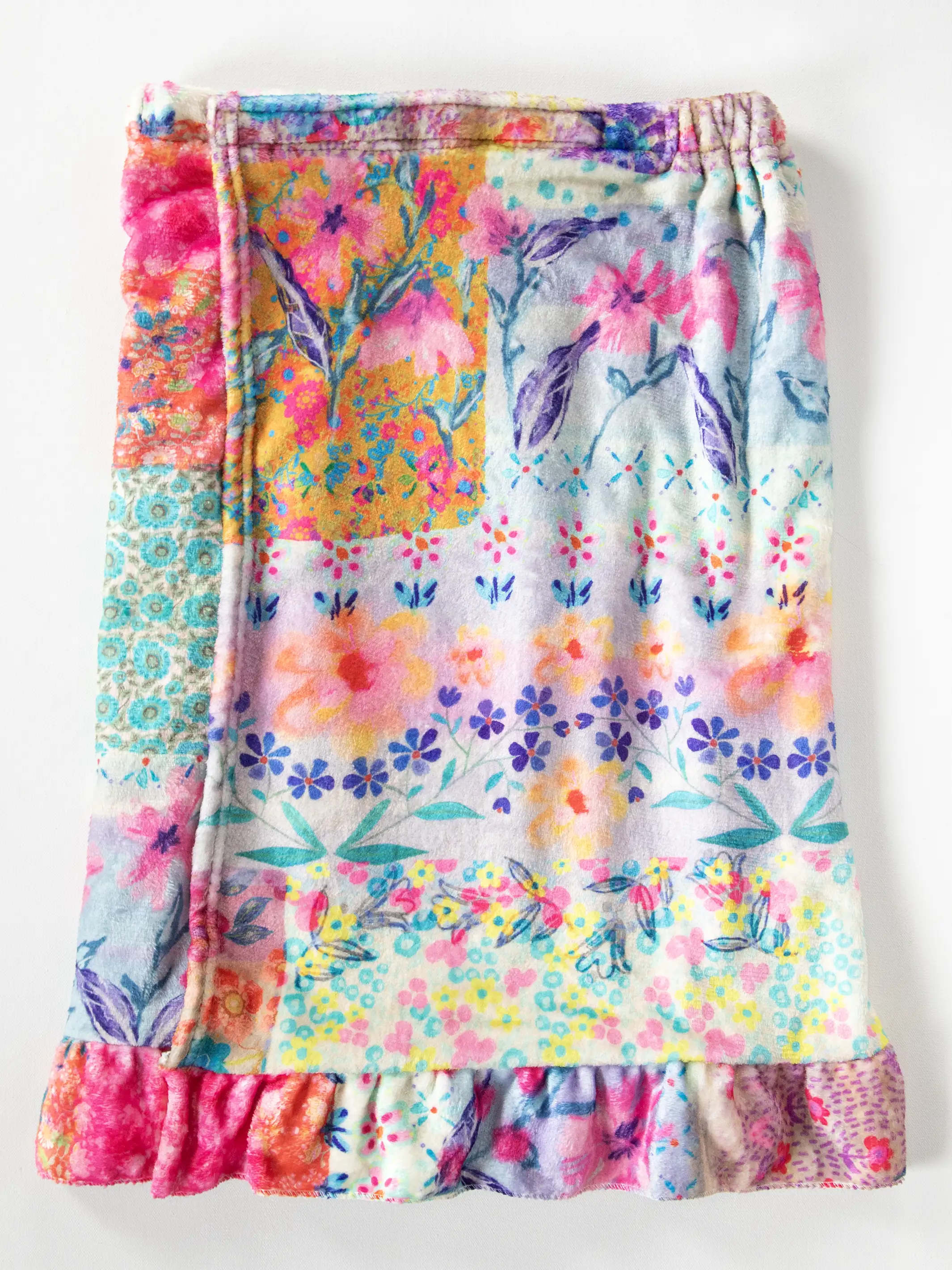 Shower Body Towel Wrap - Pink Watercolor Patchwork