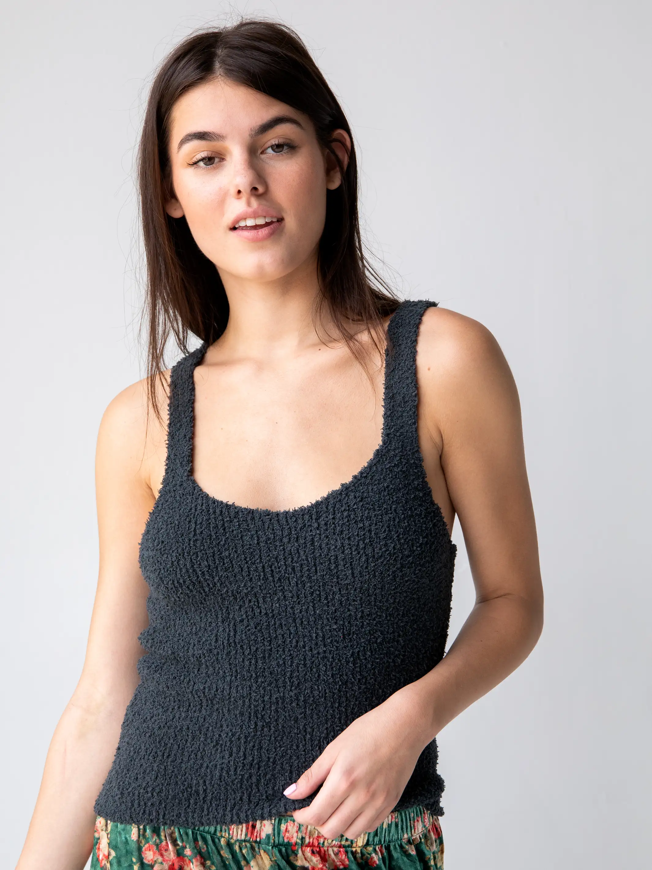 Cozy Up Tank & Cardi Set - Charcoal