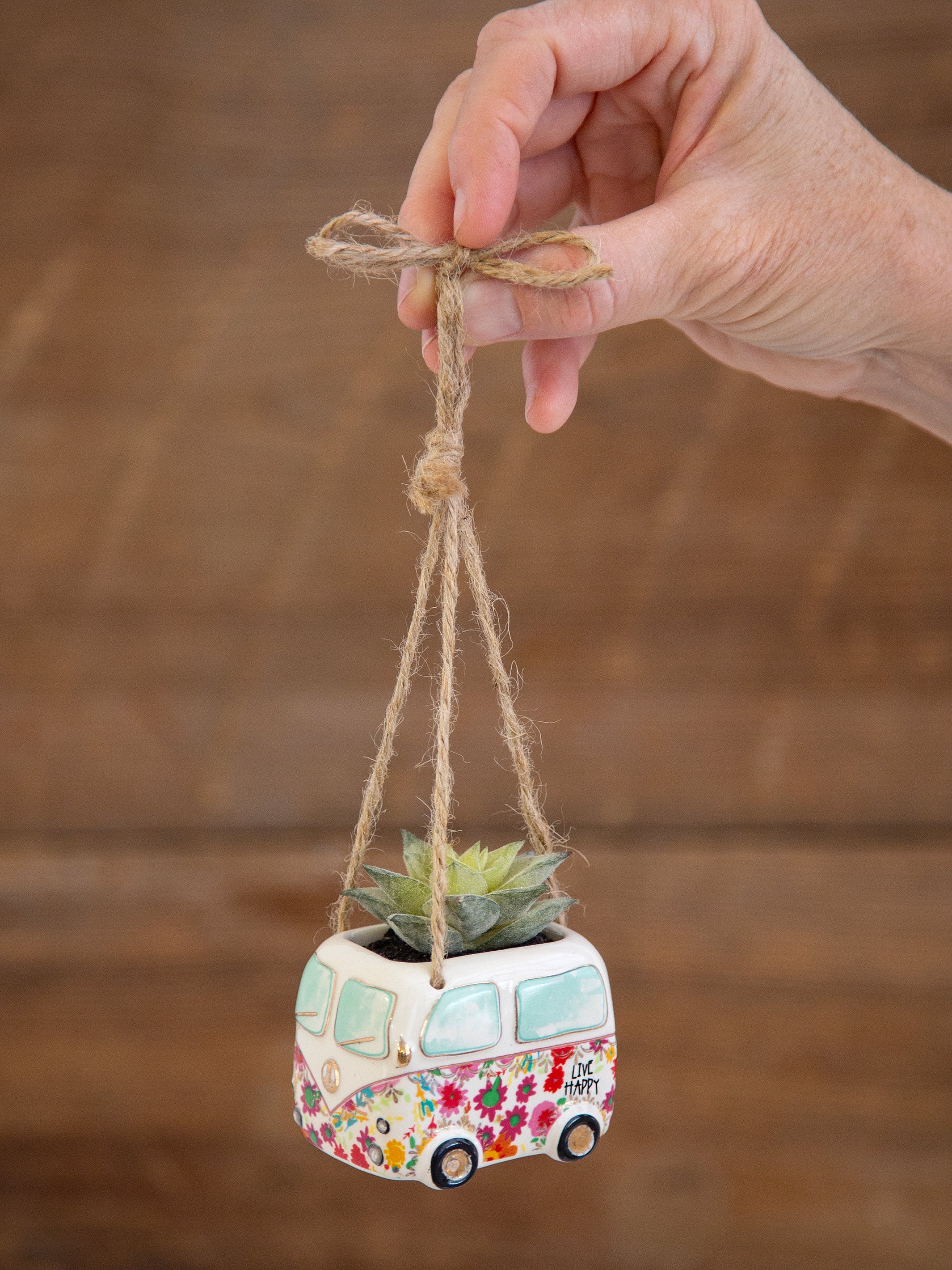 Faux Succulent Car Charm - Van
